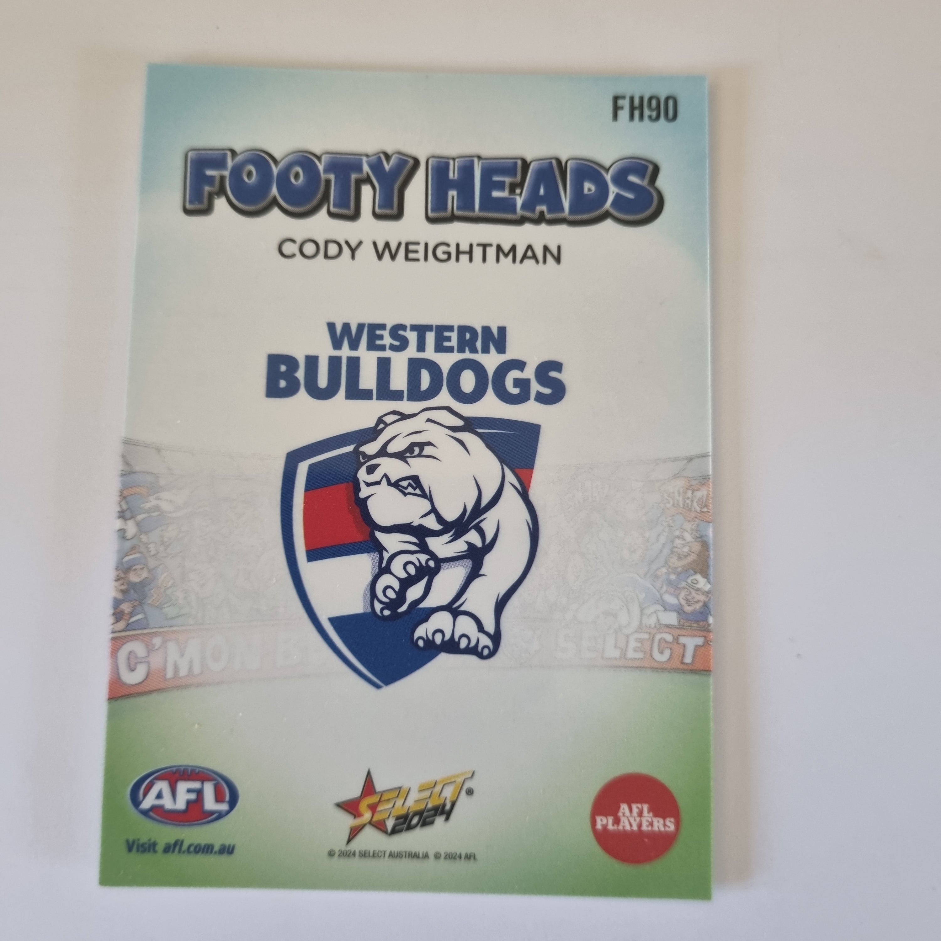 2024 Select Footy Stars - Footy Heads - FH90 - C. Weightman - Bulldogs