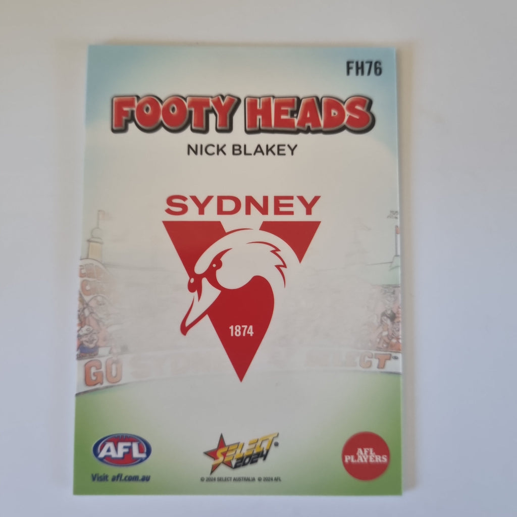 2024 Select Footy Stars - Footy Heads - FH76 - N. Blakey - Swans