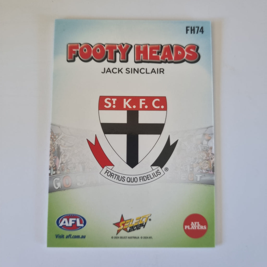 2024 Select Footy Stars - Footy Heads - FH74 - J. Sinclair - St Kilda