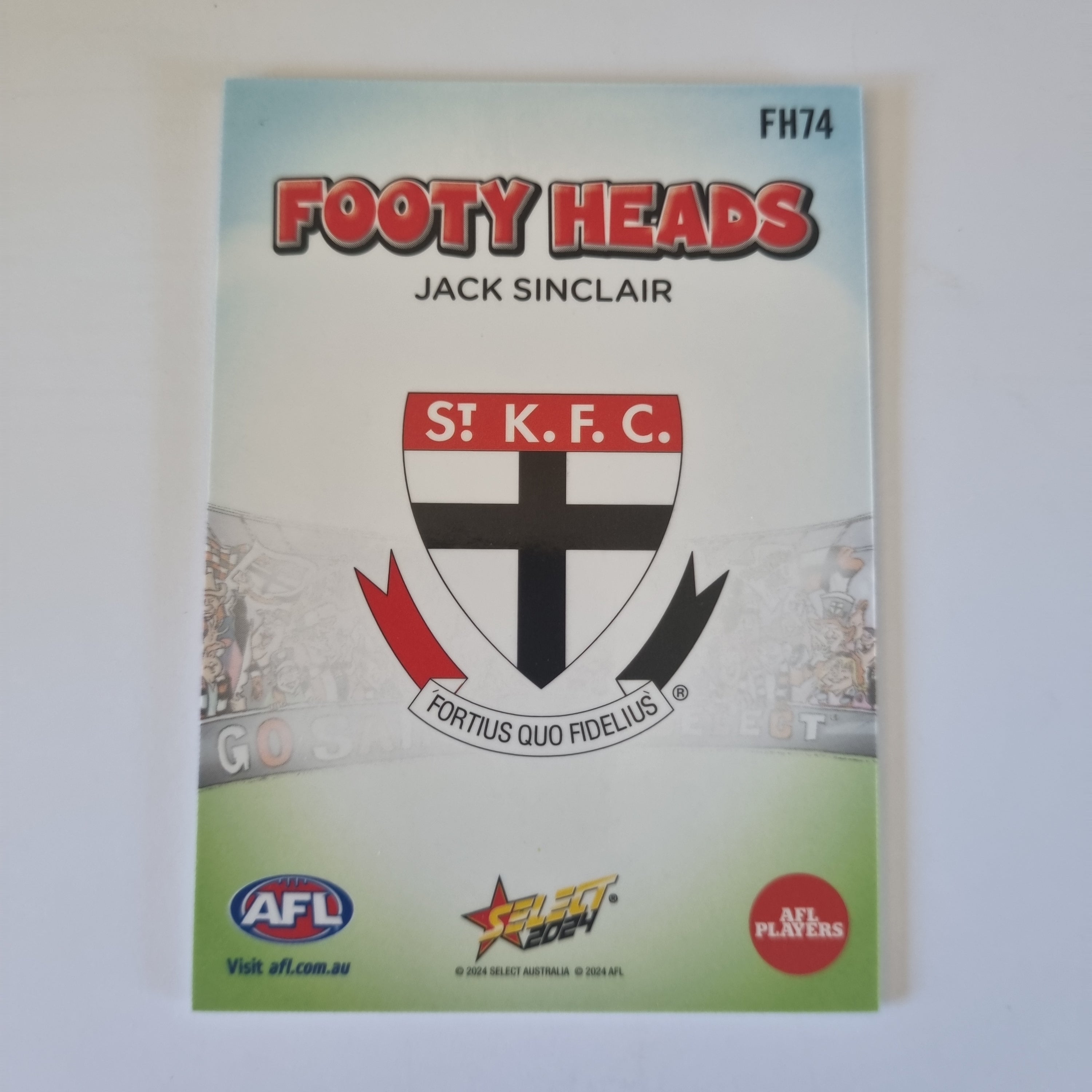 2024 Select Footy Stars - Footy Heads - FH74 - J. Sinclair - St Kilda