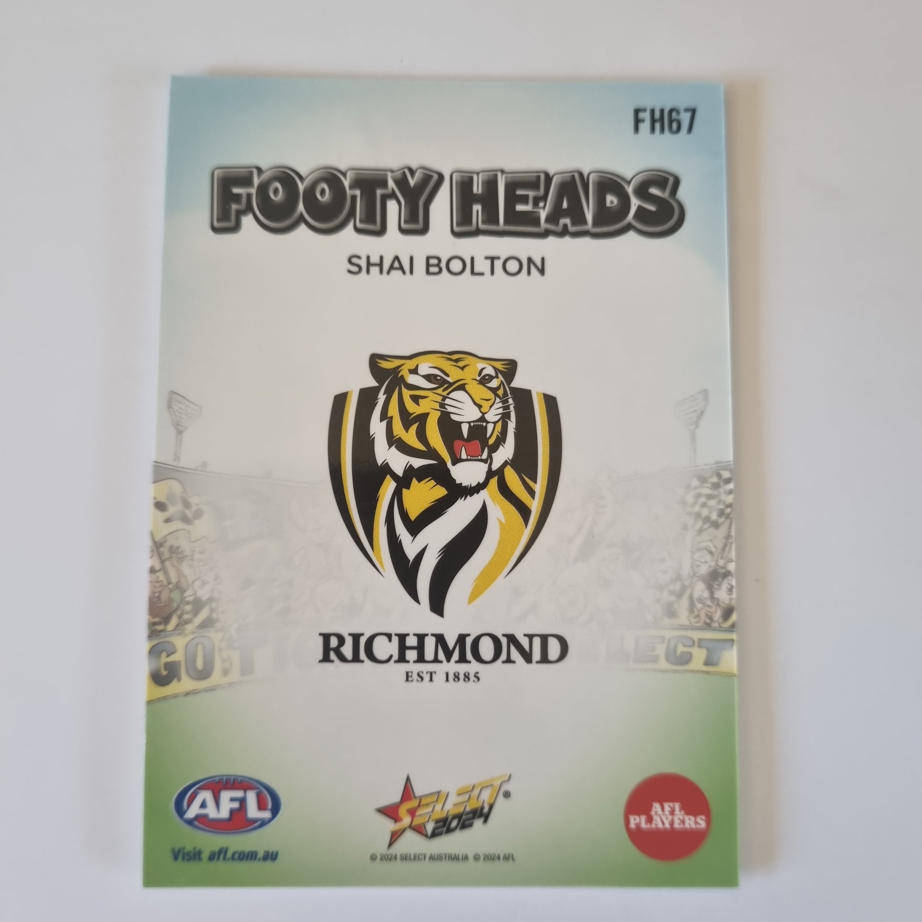2024 Select Footy Stars - Footy Heads - FH67 - S. Bolton - Richmond
