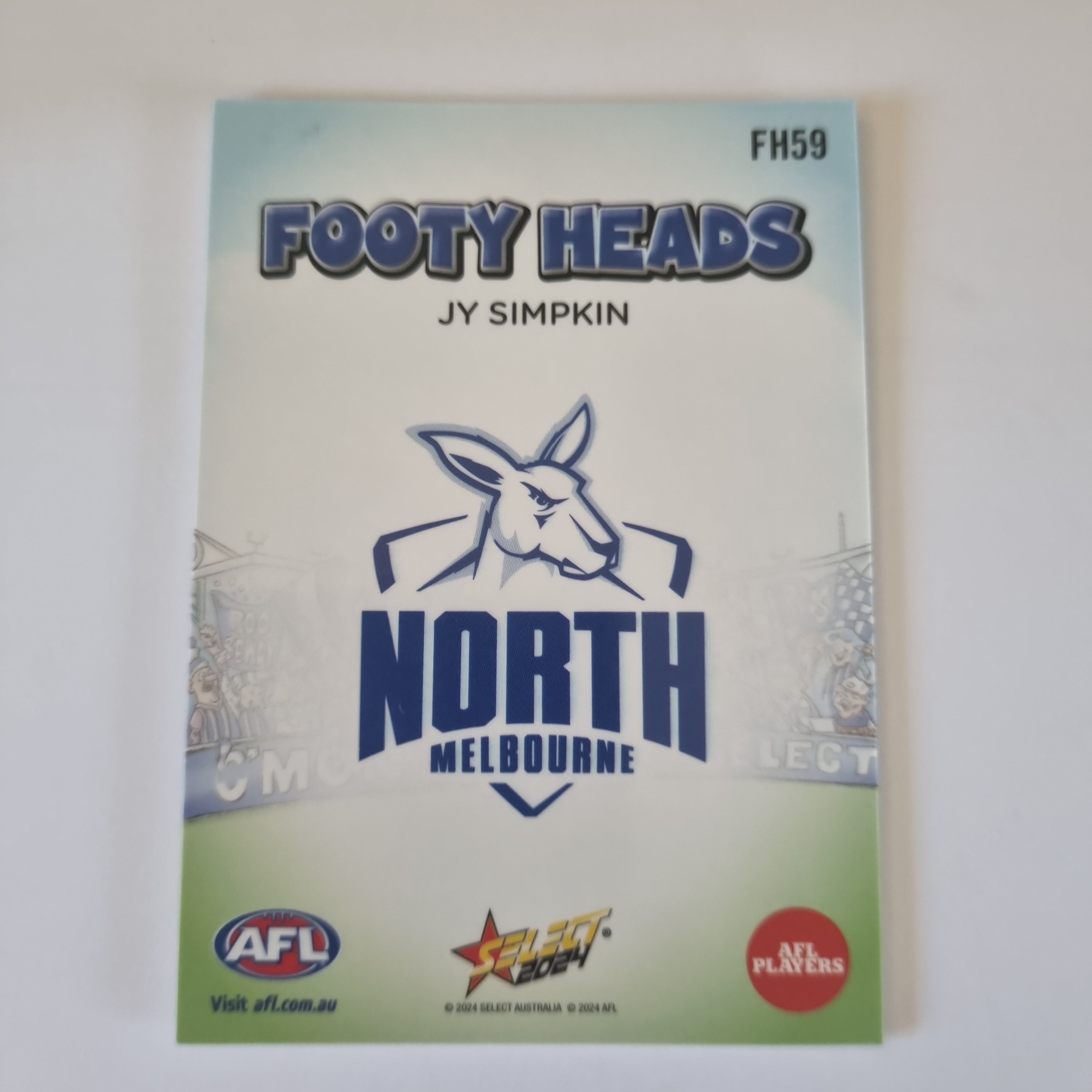 2024 Select Footy Stars - Footy Heads - FH59 - J. Simpkin - Nth Melb