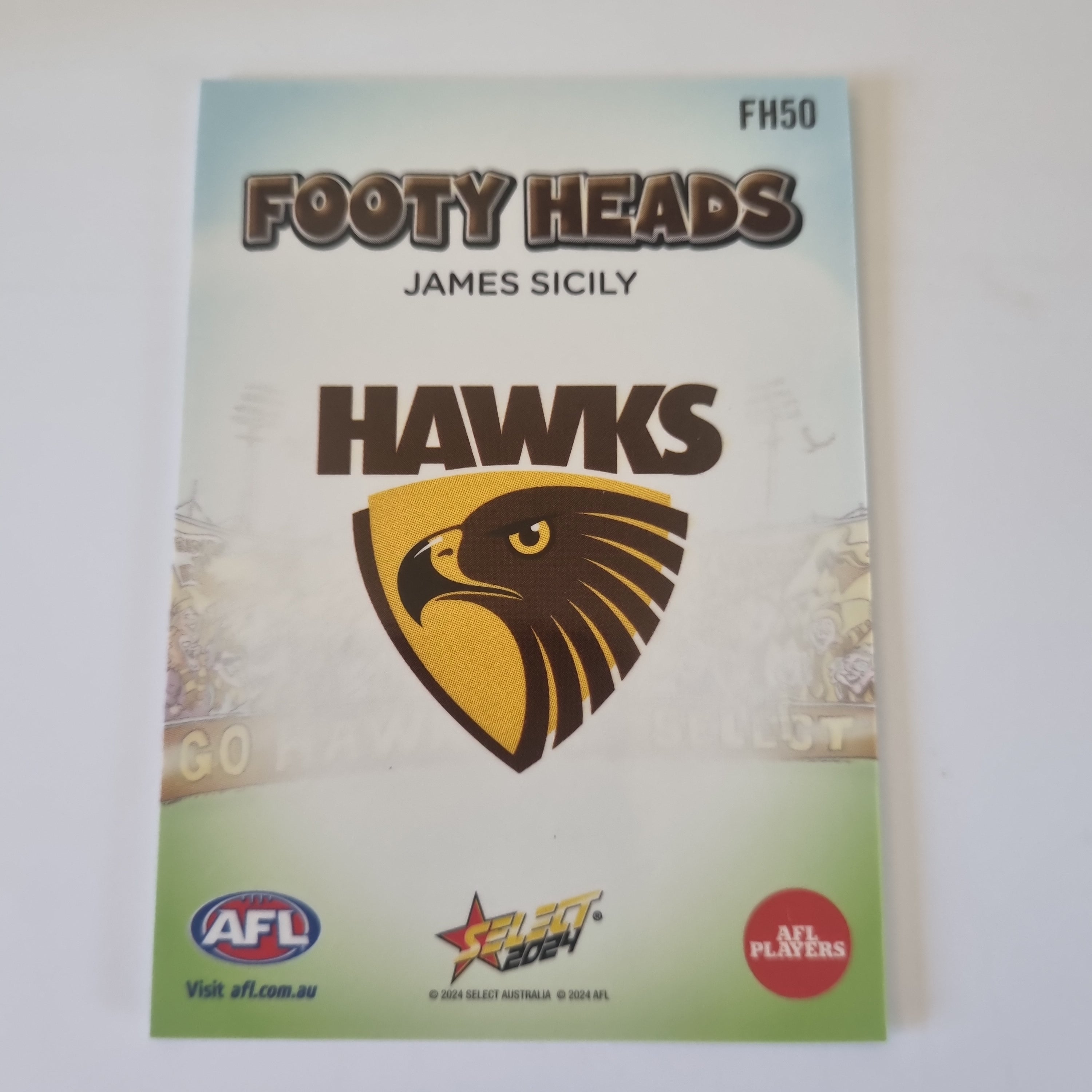 2024 Select Footy Stars - Footy Heads - FH50 - J. Sicily - Hawthorn