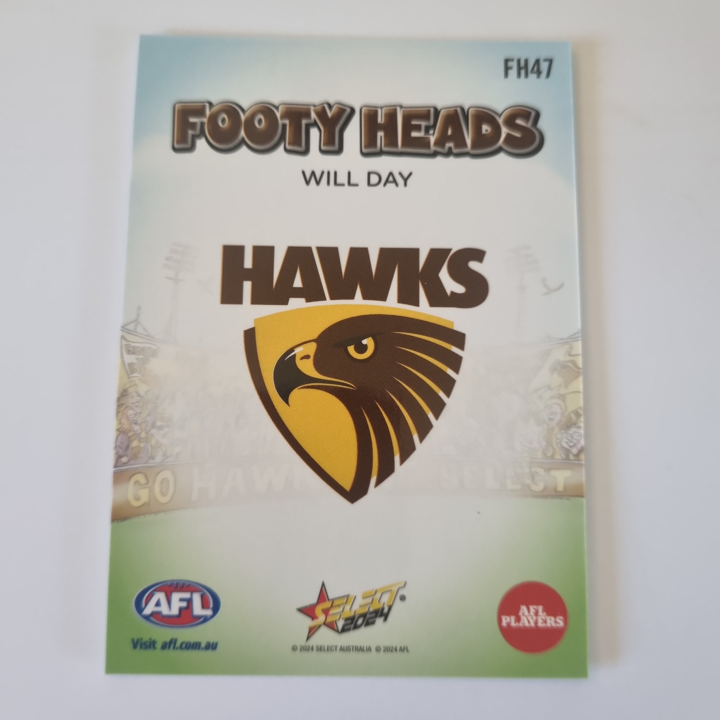 2024 Select Footy Stars - Footy Heads - FH47 - W. Day - Hawthorn