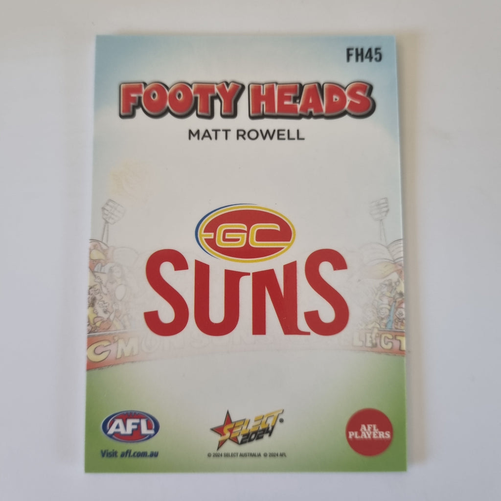 2024 Select Footy Stars - Footy Heads - FH45 - M. Rowell - GC Suns