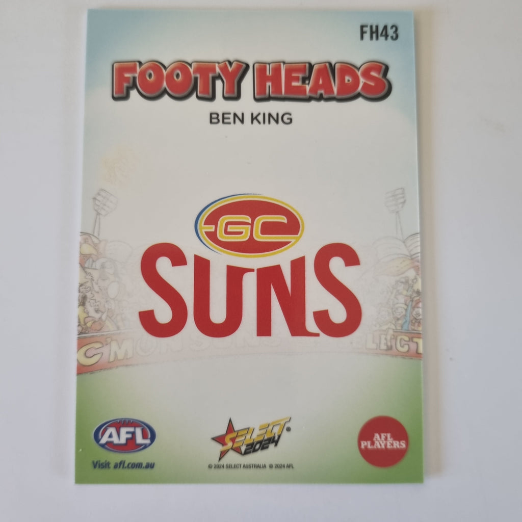2024 Select Footy Stars - Footy Heads - FH43 - B. King - GC Suns