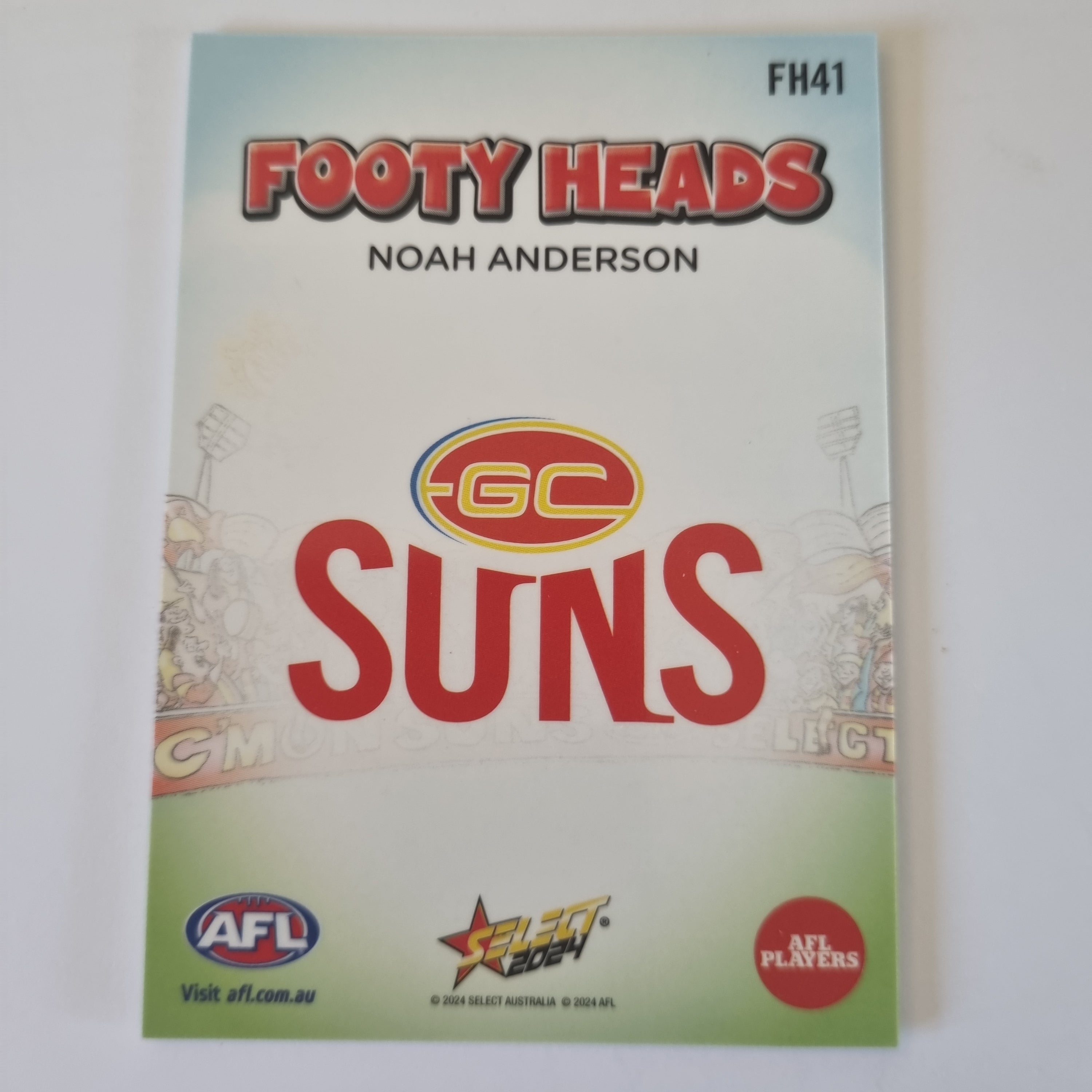 2024 Select Footy Stars - Footy Heads - FH41 - N. Anderson - GC Suns