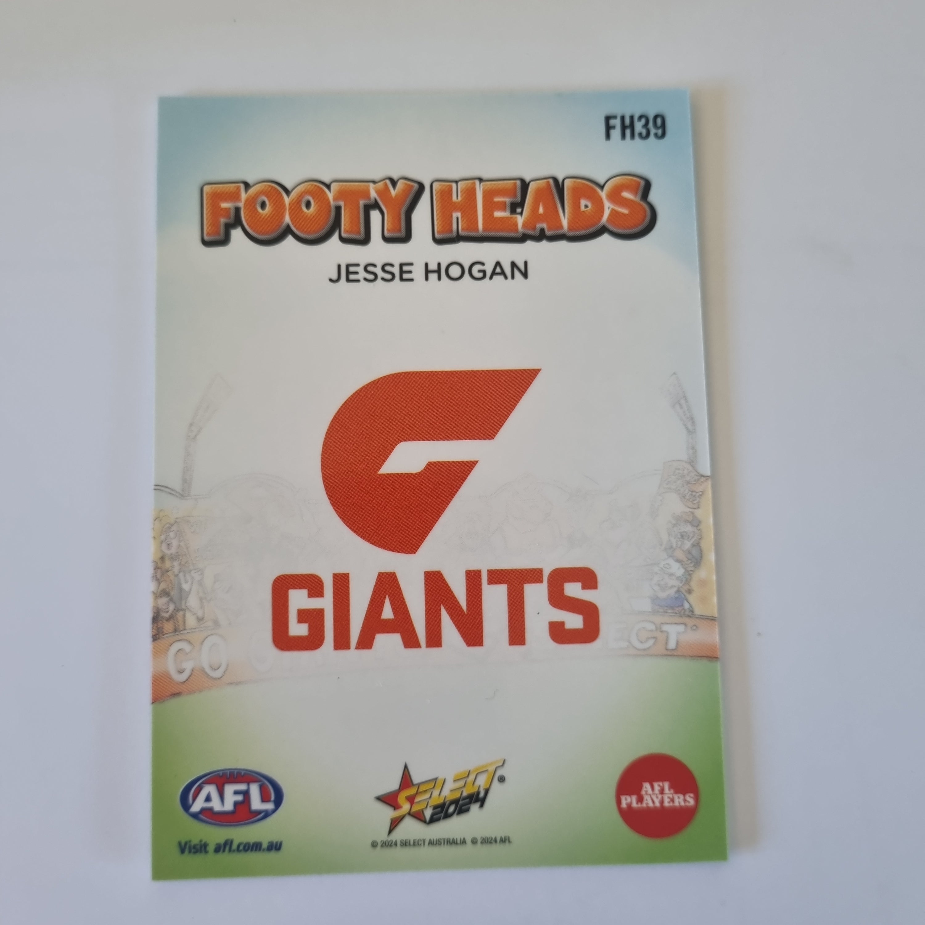 2024 Select Footy Stars - Footy Heads - FH39 - J. Hogan - GWS Giants