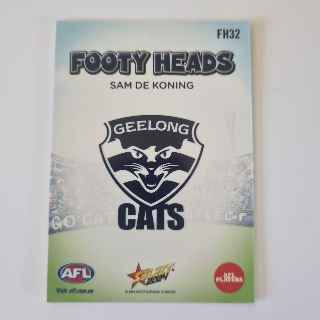2024 Select Footy Stars - Footy Heads - FH32 - S. De Koning - Geelong