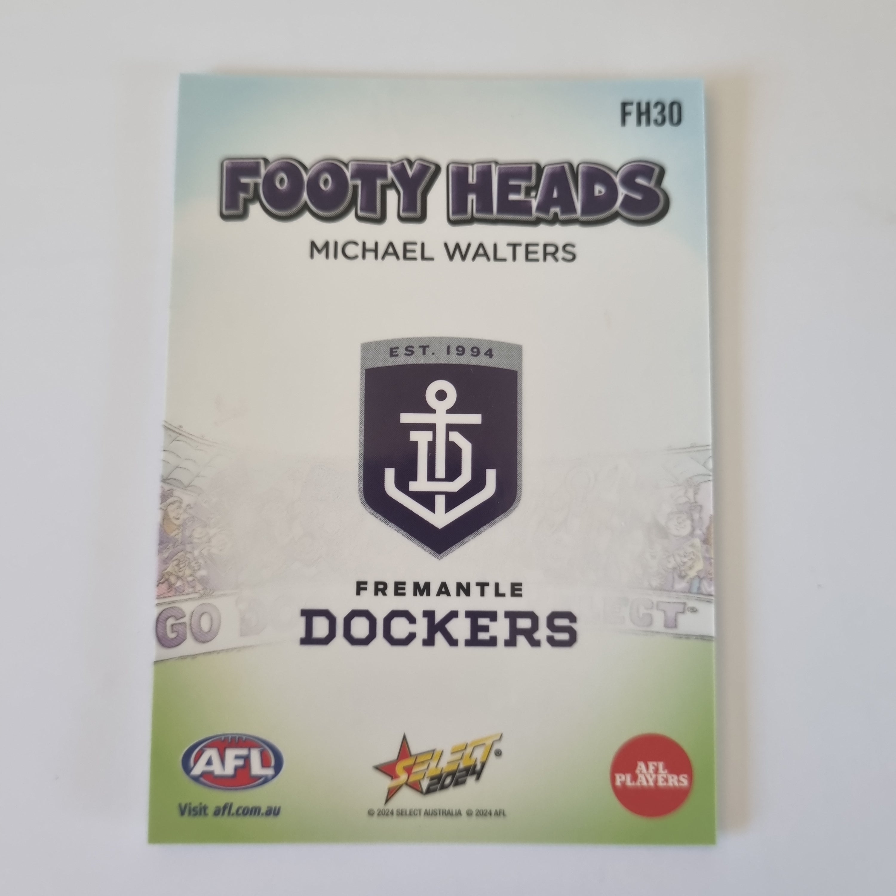 2024 Select Footy Stars - Footy Heads - FH30 - M. Walters - Dockers