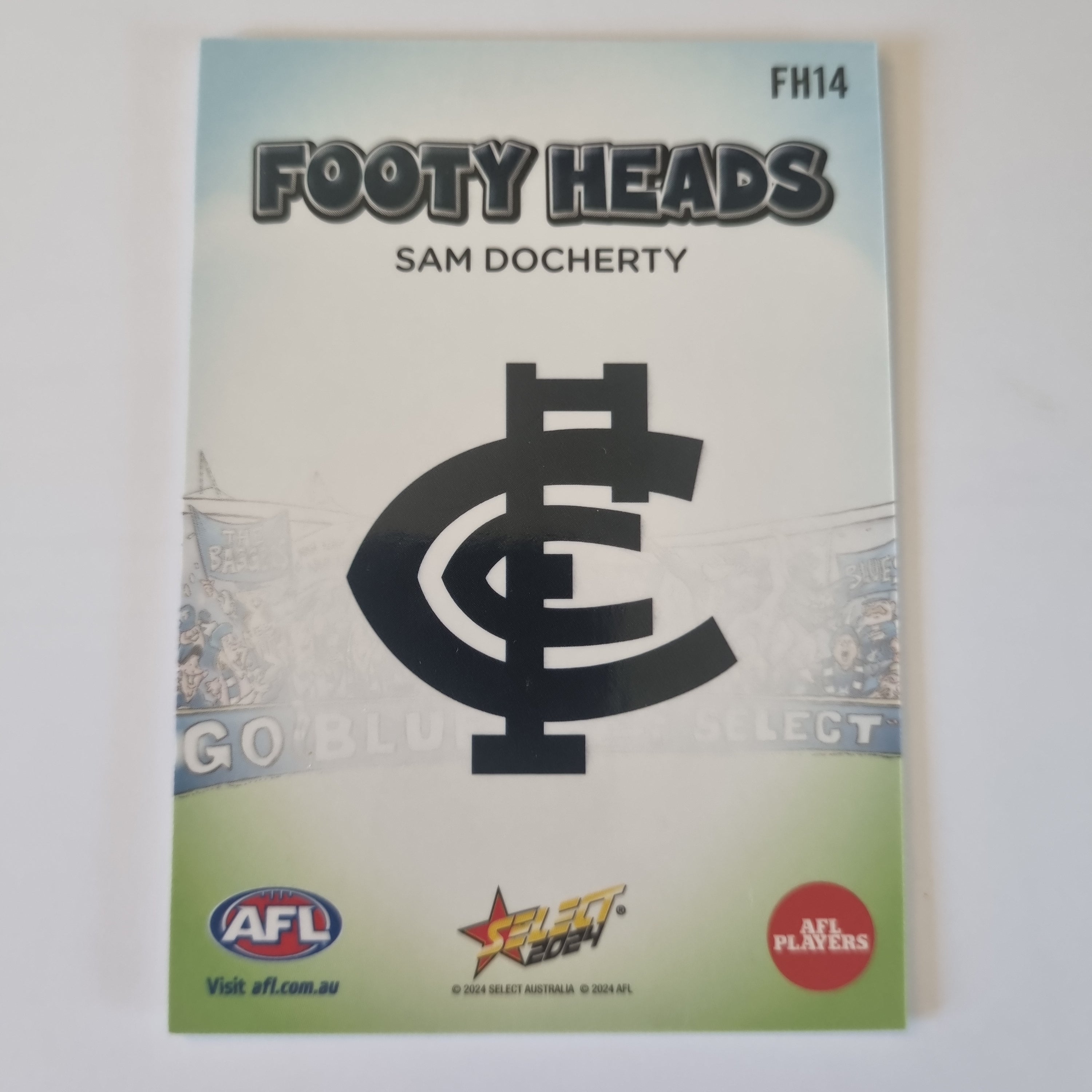 2024 Select Footy Stars - Footy Heads - FH14 - S. Docherty - Carlton