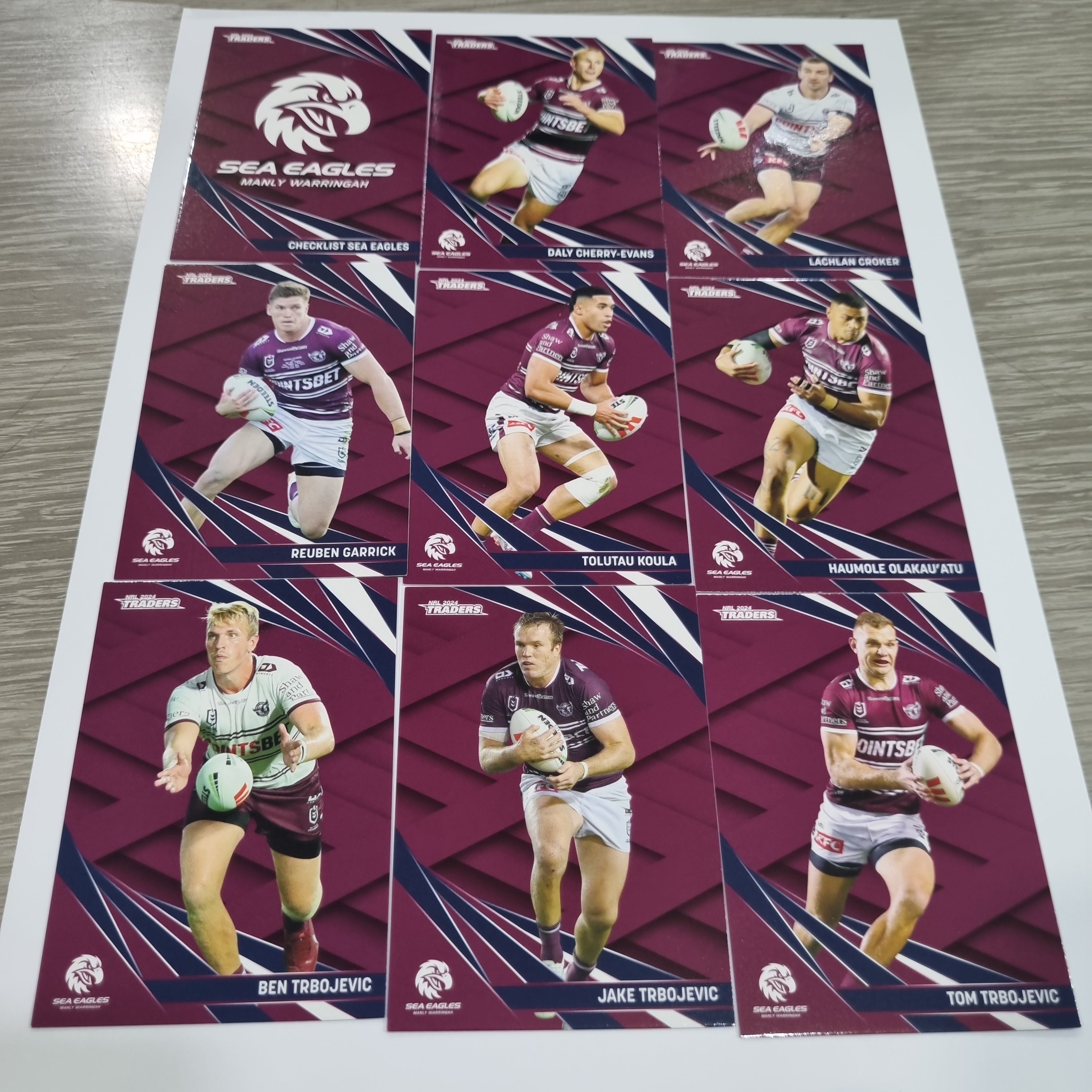 NRL 2024 Traders - Base Team Set 9 Cards - Manly Sea-Eagles
