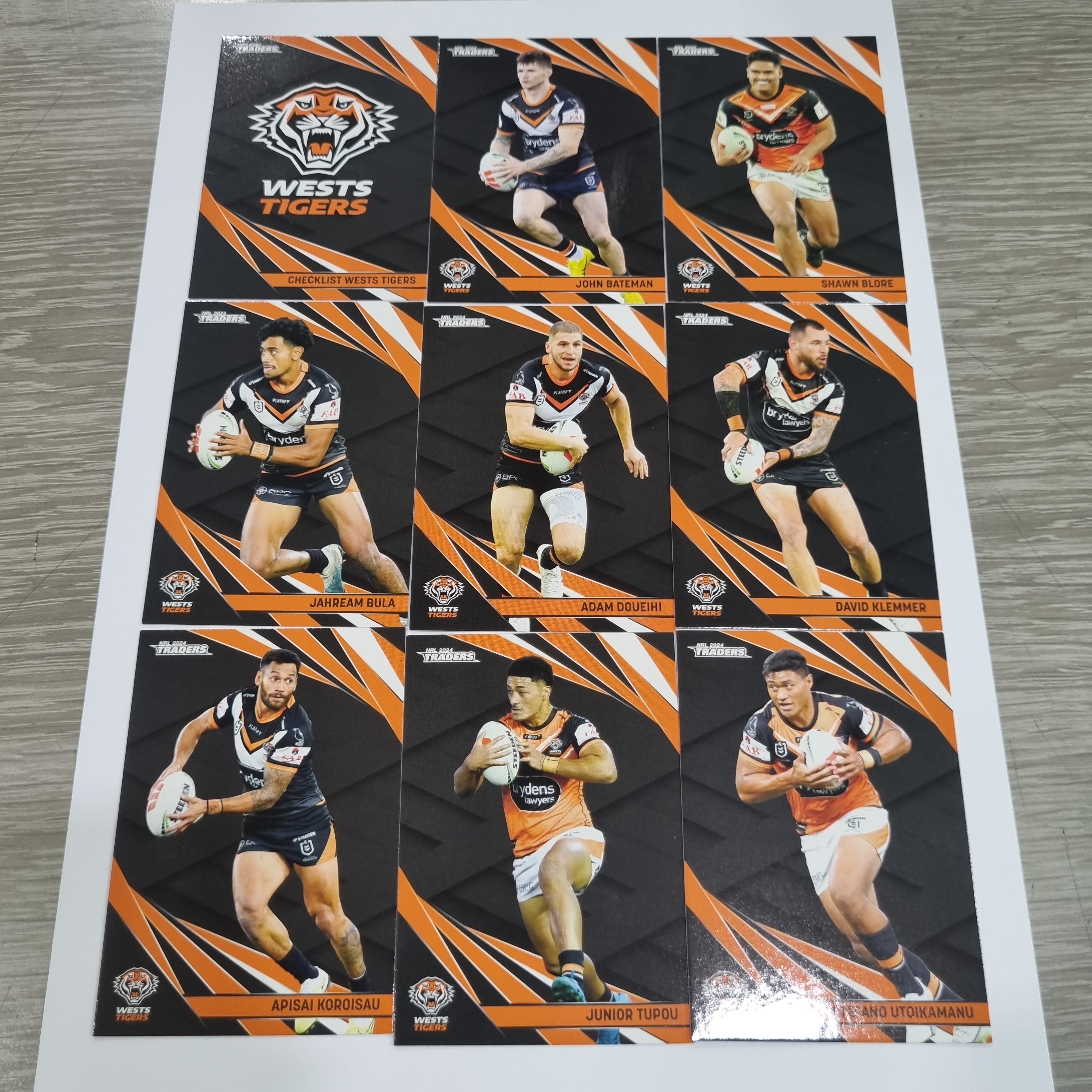NRL 2024 Traders - Base Team Set 9 Cards - Wests Tigers