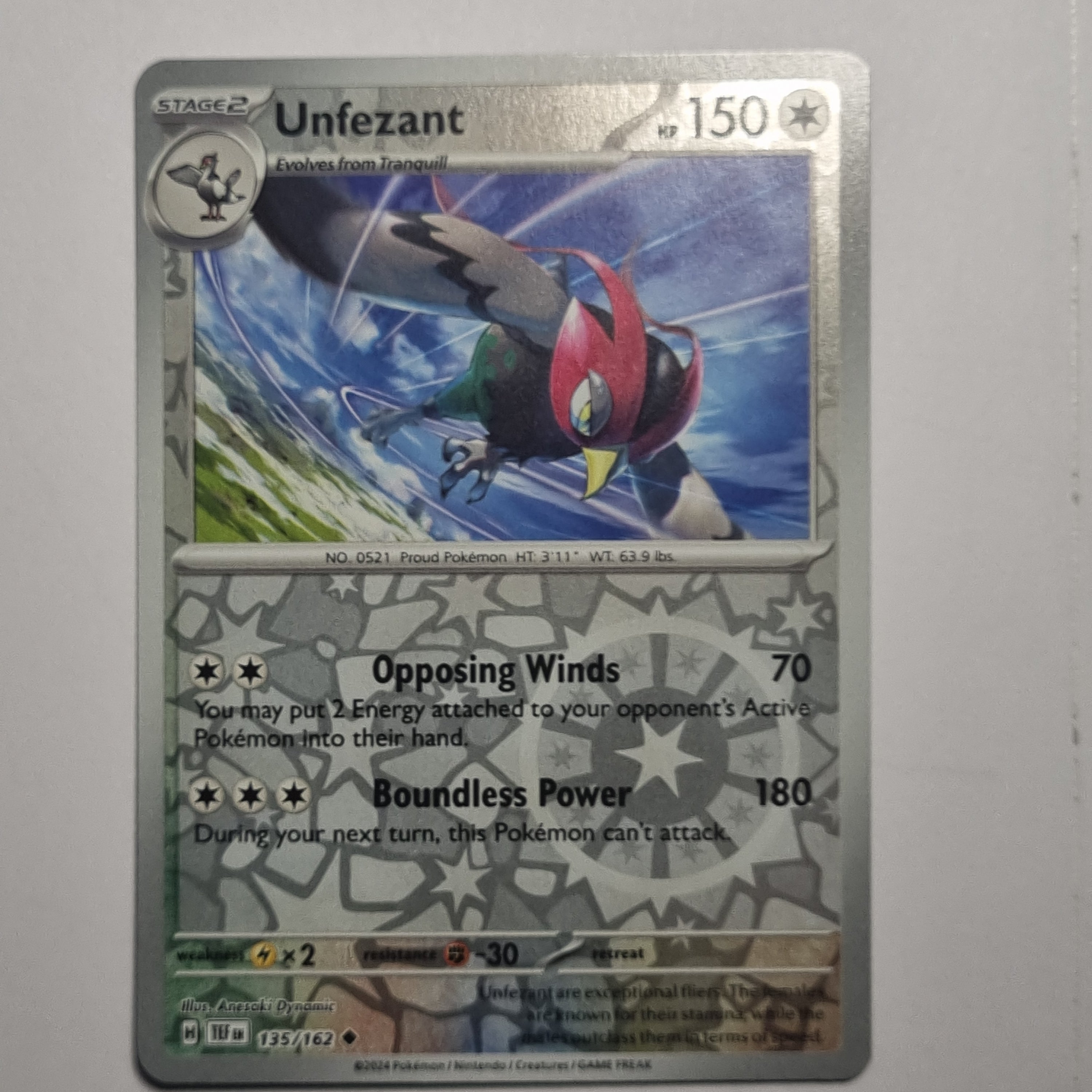 Pokemon TCG - Temporal Forces - #135 - Unfezant Reverse Holo Uncommon