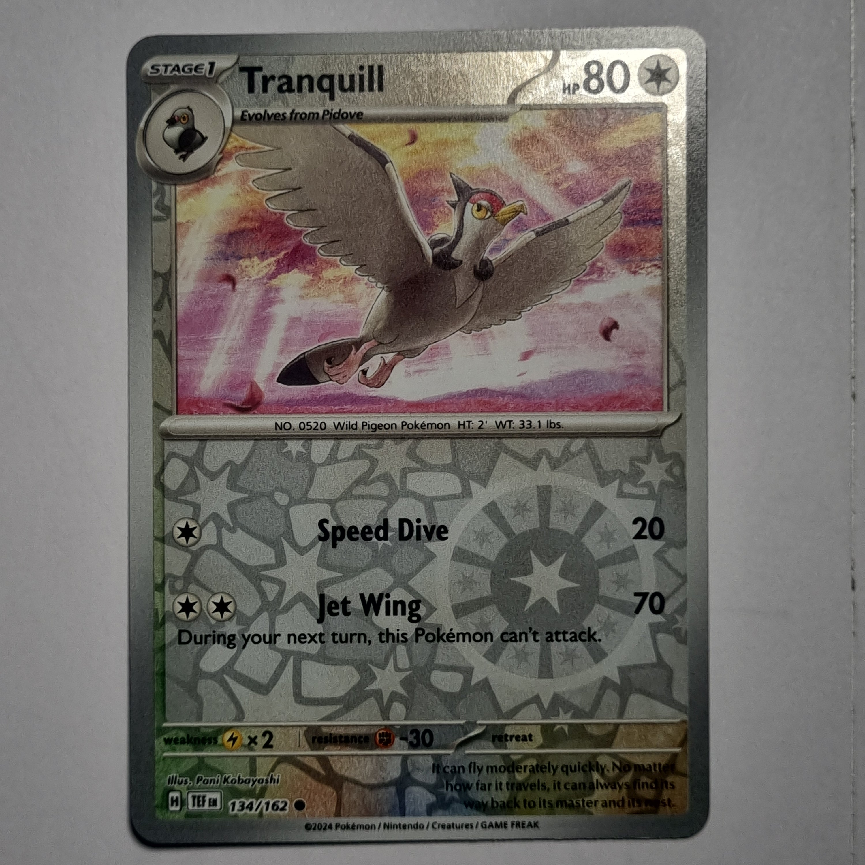 Pokemon TCG - Temporal Forces - #134 - Tranquill - Reverse Holo Common