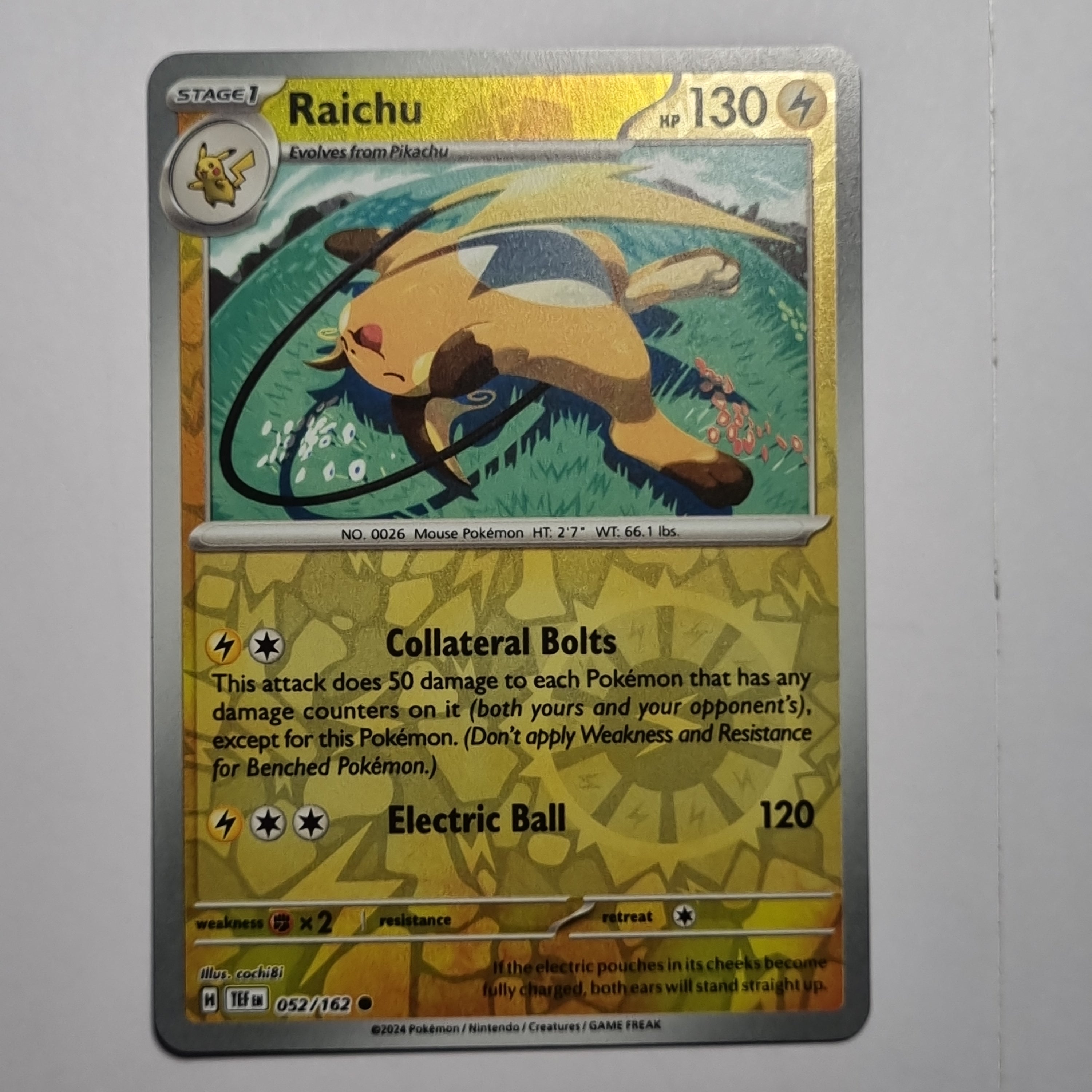 Pokemon TCG - Temporal Forces - #052 - Raichu - Reverse Holo - Common