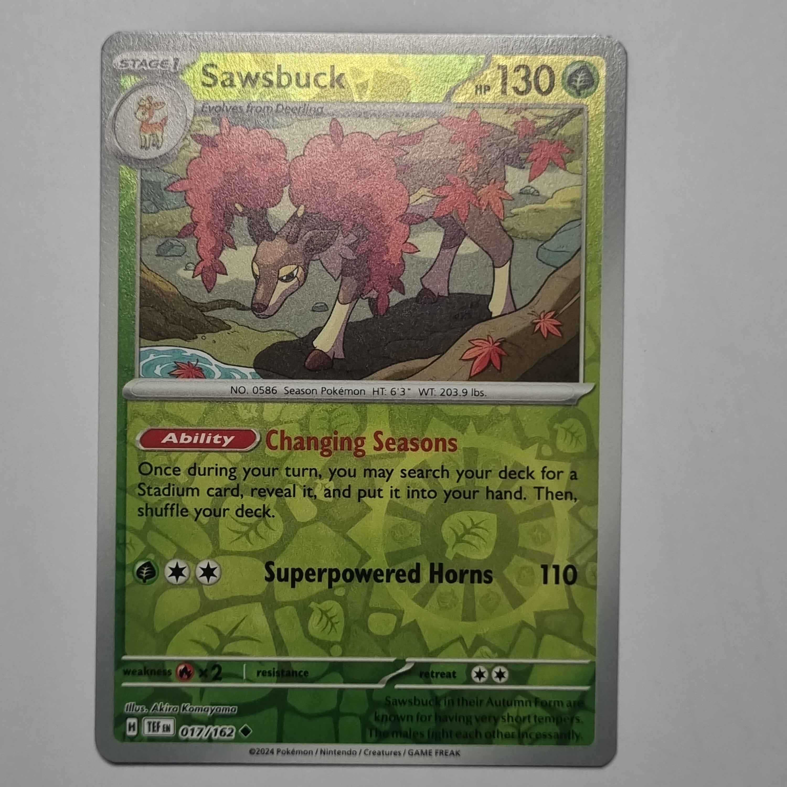 Pokemon TCG - Temporal Forces - #017 - Sawsbuck Reverse Holo Uncommon
