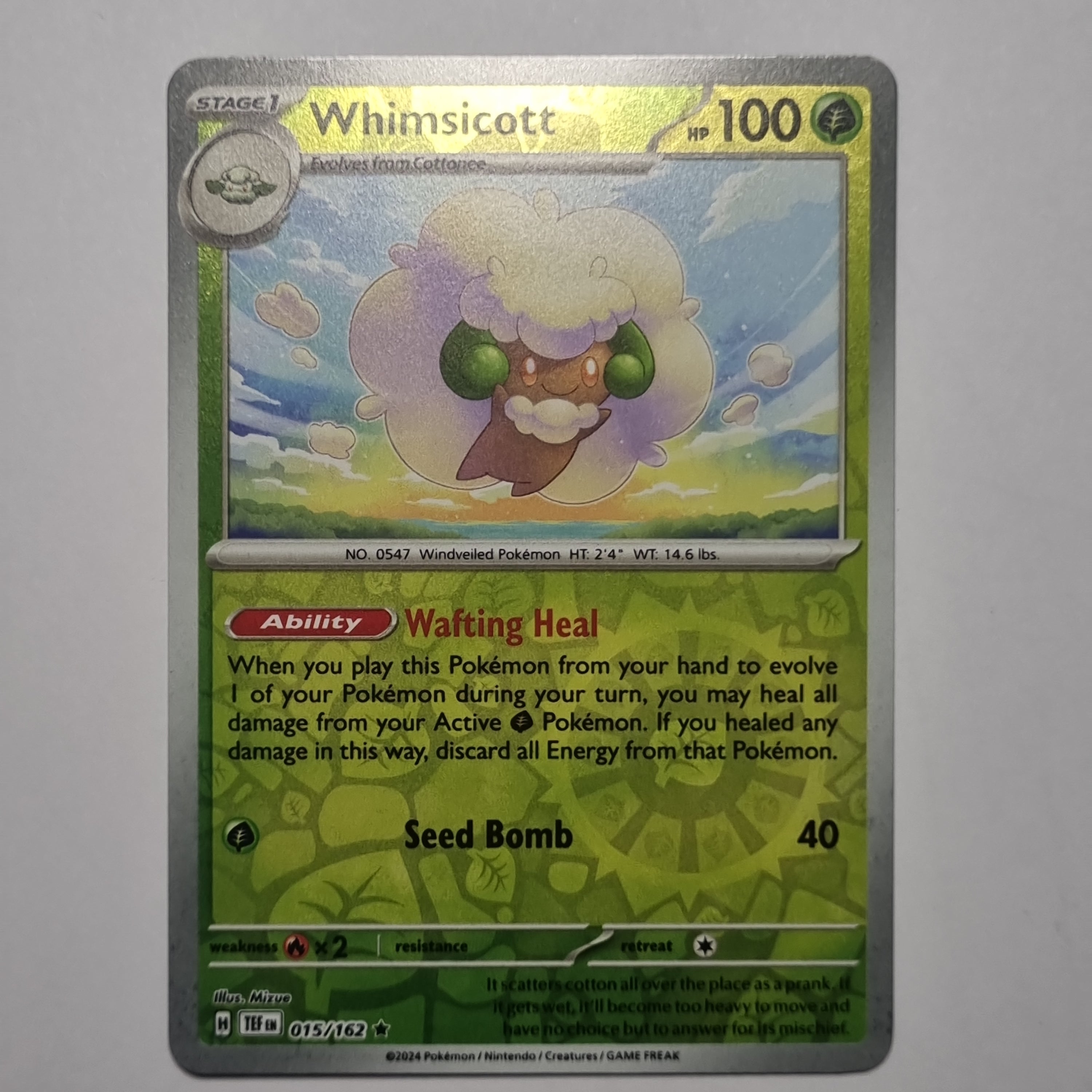 Pokemon TCG - Temporal Forces - #015 Whimsicott Reverse Holo Rare Holo