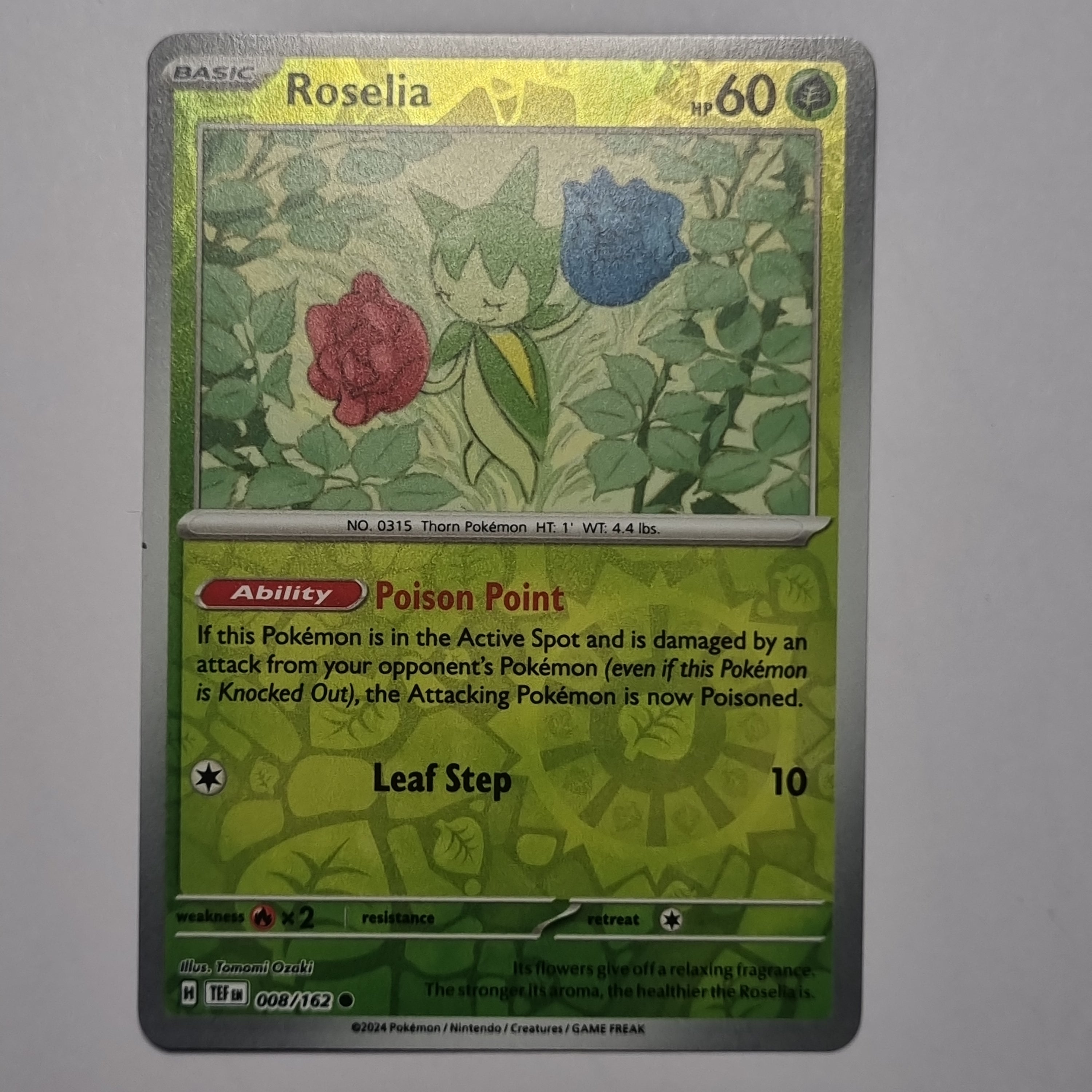 Pokemon TCG - Temporal Forces - #008 - Roselia - Reverse Holo - Common