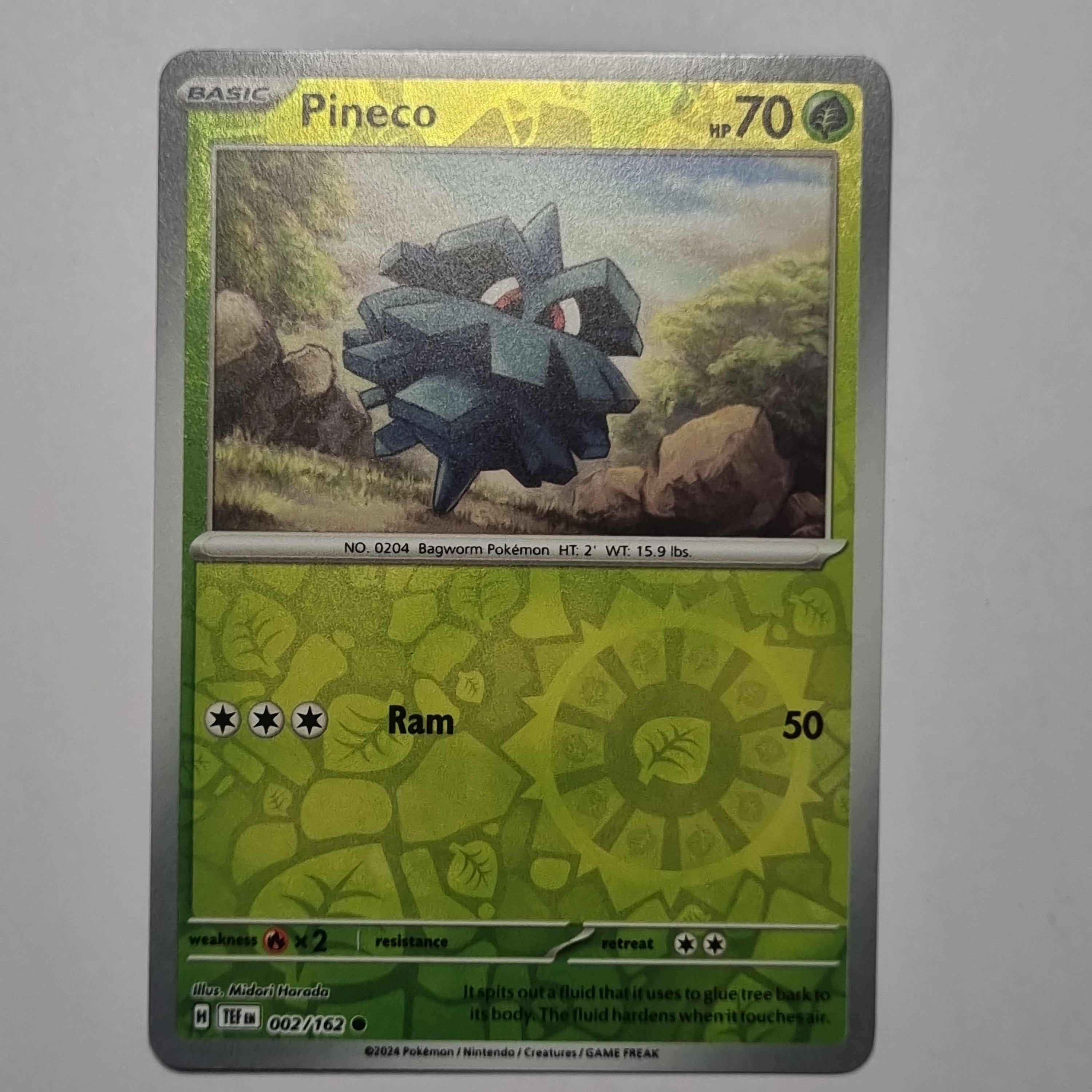 Pokemon TCG - Temporal Forces - #002 - Pineco - Reverse Holo - Common