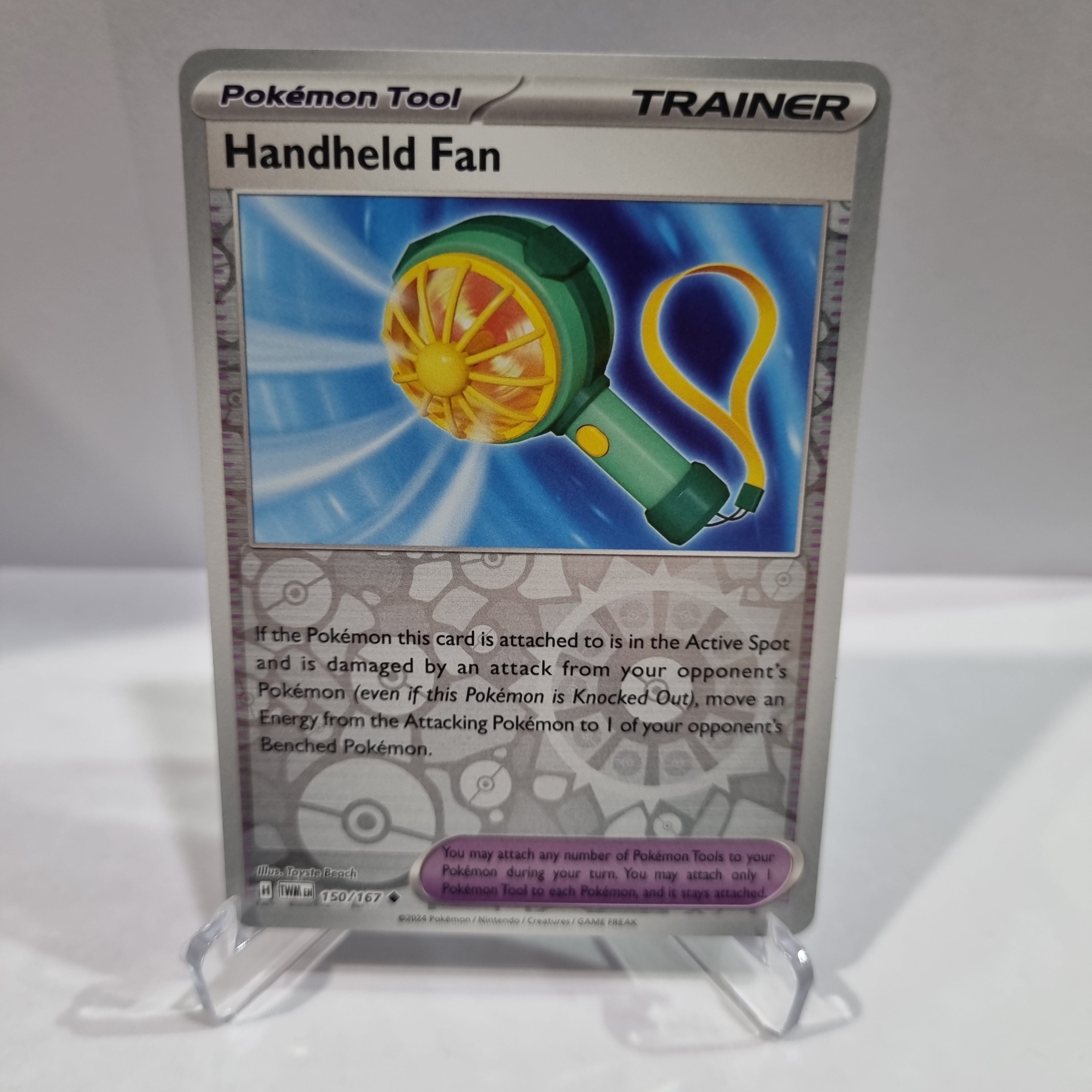 Pokemon TCG Scarlet & Violet expansion Twilight Masquerades. Handheld Fan Reverse Holo card.