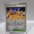 Pokemon TCG Scarlet & Violet expansion Twilight Masquerades. Festival Grounds Reverse Holo card.