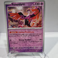 Pokemon TCG Scarlet & Violet expansion Twilight Masquerades. Fezandipiti Reverse Holo card.