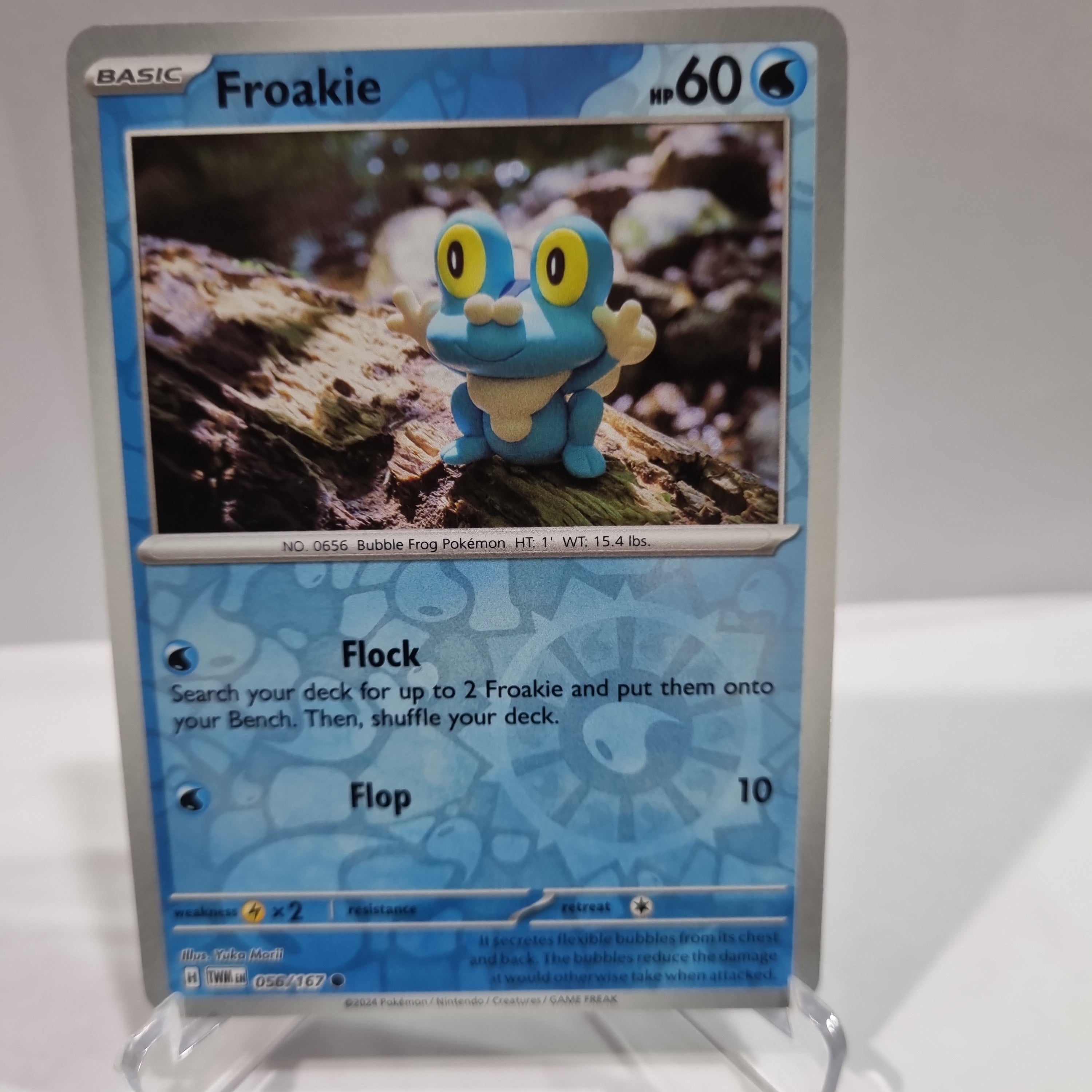 Pokemon TCG Scarlet & Violet expansion Twilight Masquerades. Froakie Reverse Holo card.
