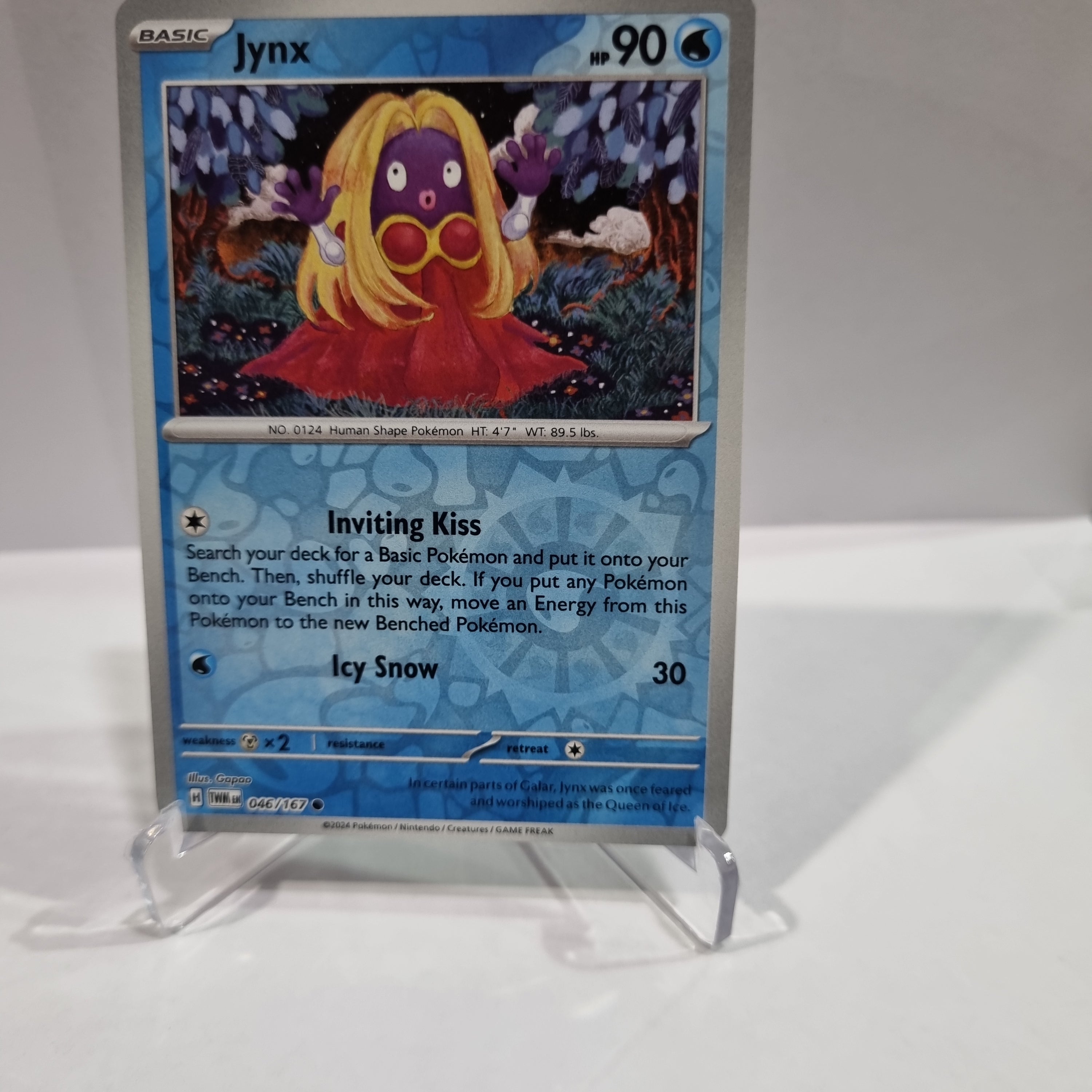 Pokemon TCG Scarlet & Violet expansion Twilight Masquerades. Jynx Reverse Holo card.
