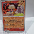 Pokemon TCG Scarlet & Violet expansion Twilight Masquerades. Torkoal Reverse Holo card.
