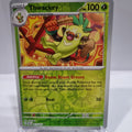 Pokemon TCG Scarlet & Violet expansion Twilight Masquerades. Thwackey Reverse Holo card.