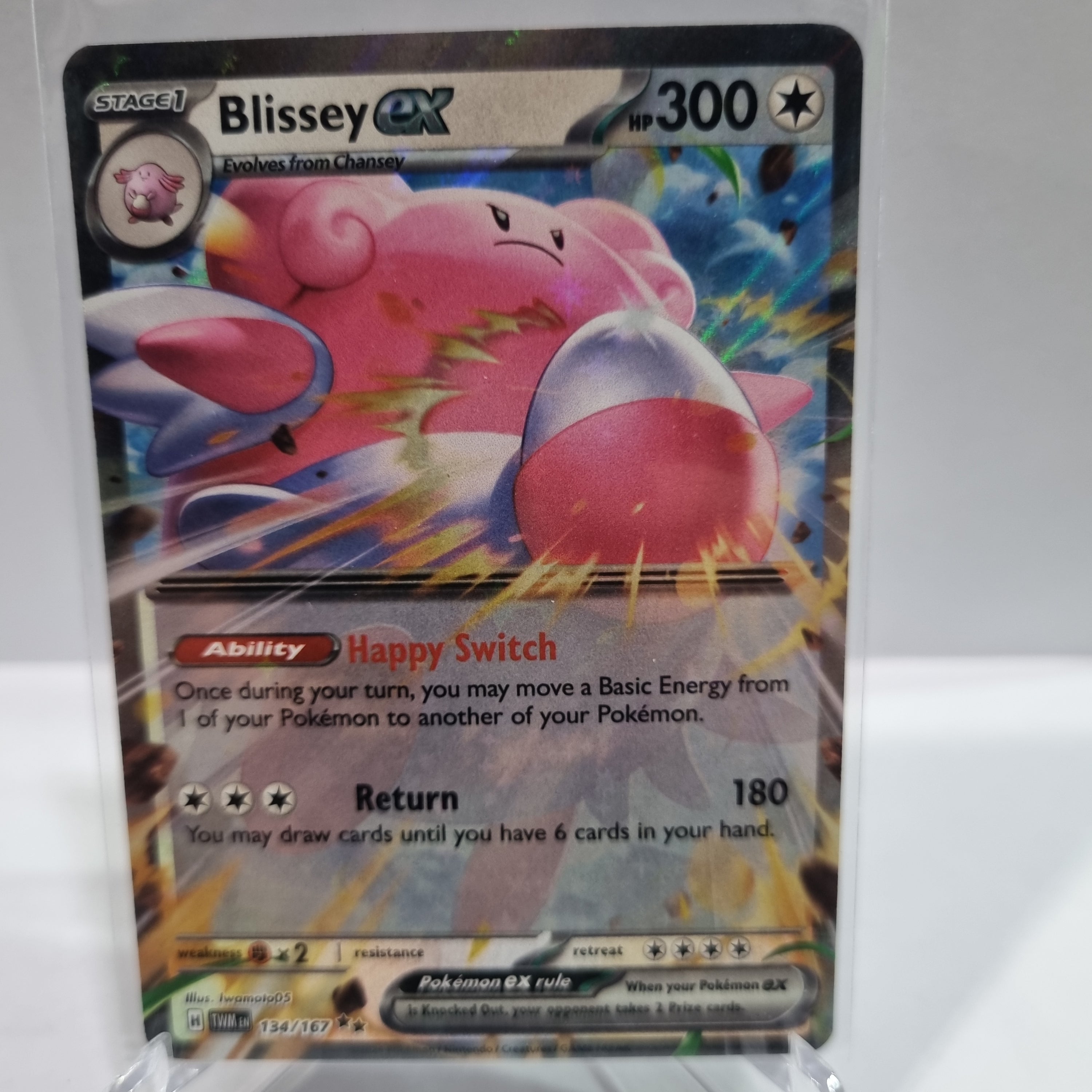 Pokemon TCG Scarlet & Violet expansion Twilight Masquerades. Blissey EX double rare card.