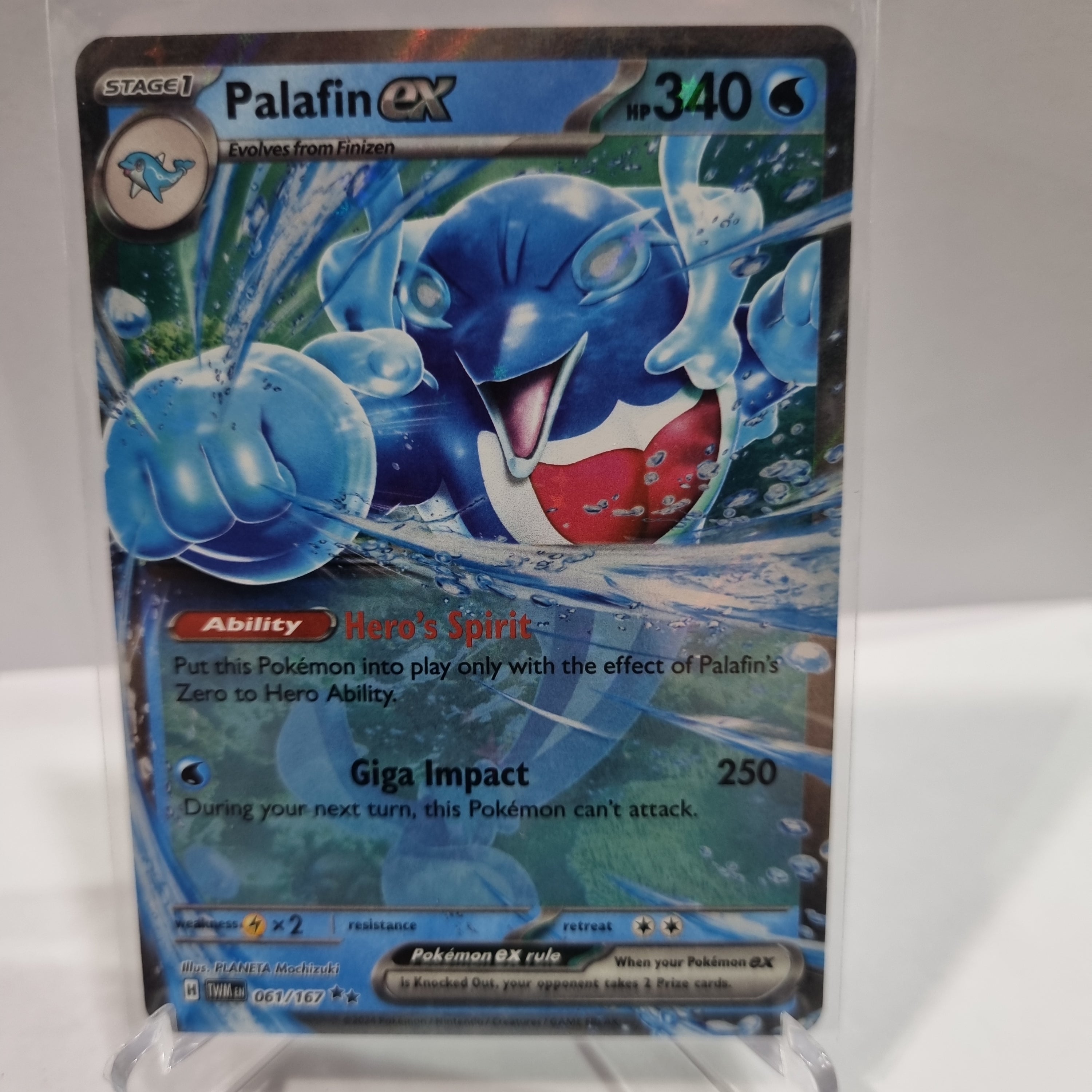 Pokemon TCG Scarlet & Violet expansion Twilight Masquerades. Palafin EX double rare.