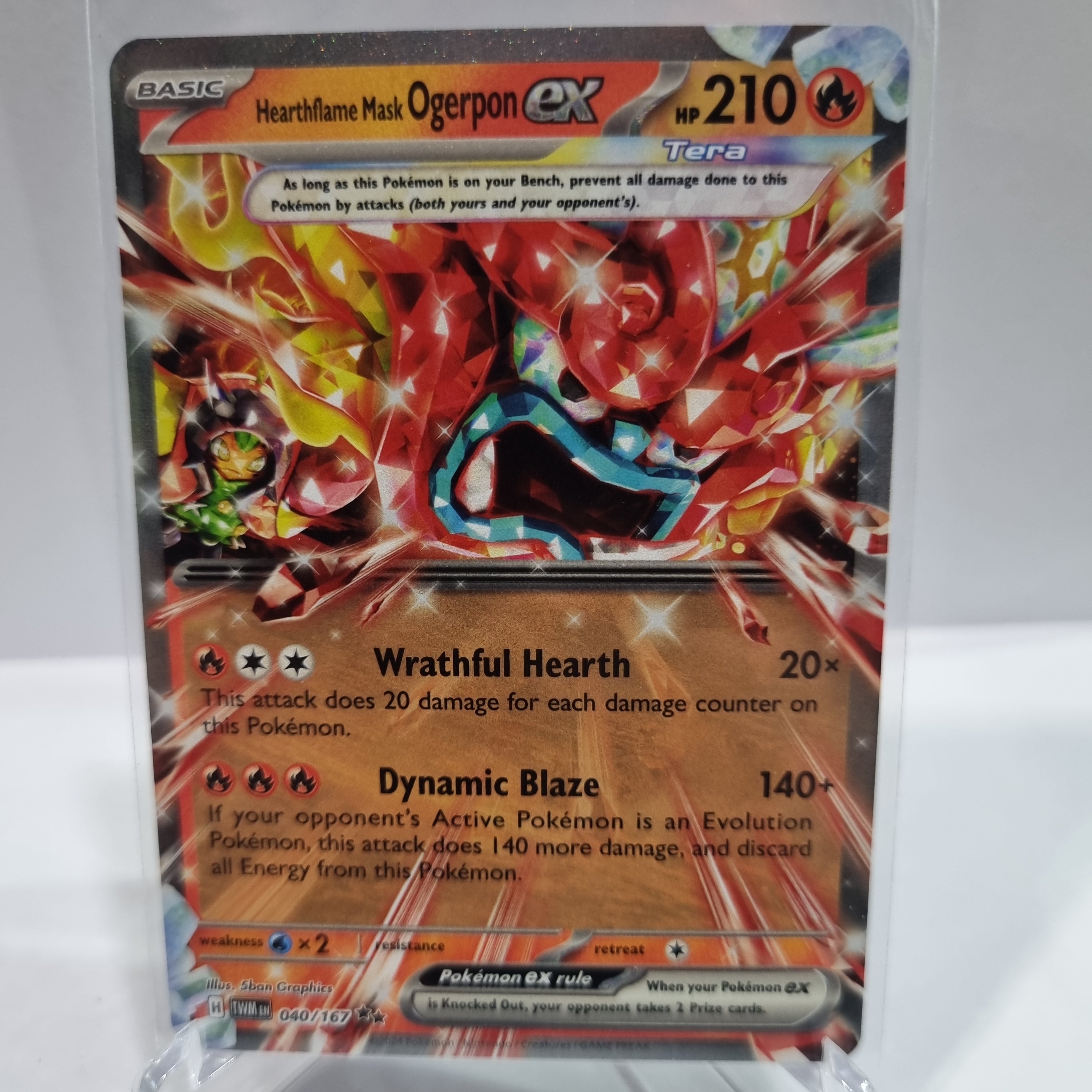 Pokemon TCG Scarlet & Violet expansion Twilight Masquerades. Hearthflame Mask Ogerpon EX double rare.