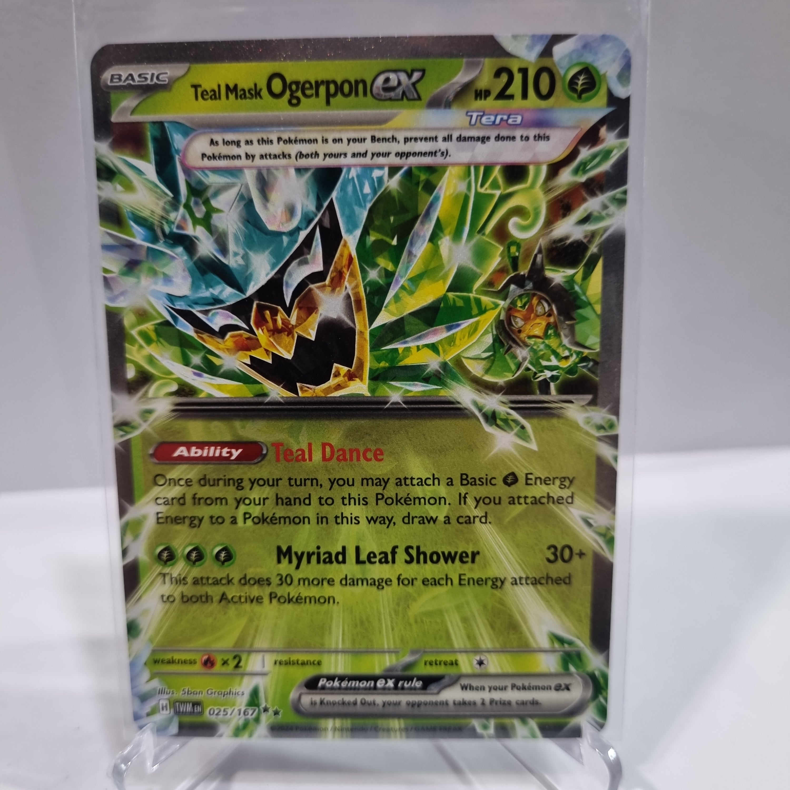 Pokemon TCG Scarlet & Violet expansion Twilight Masquerades. Teal Mask Ogerpon EX double rare.