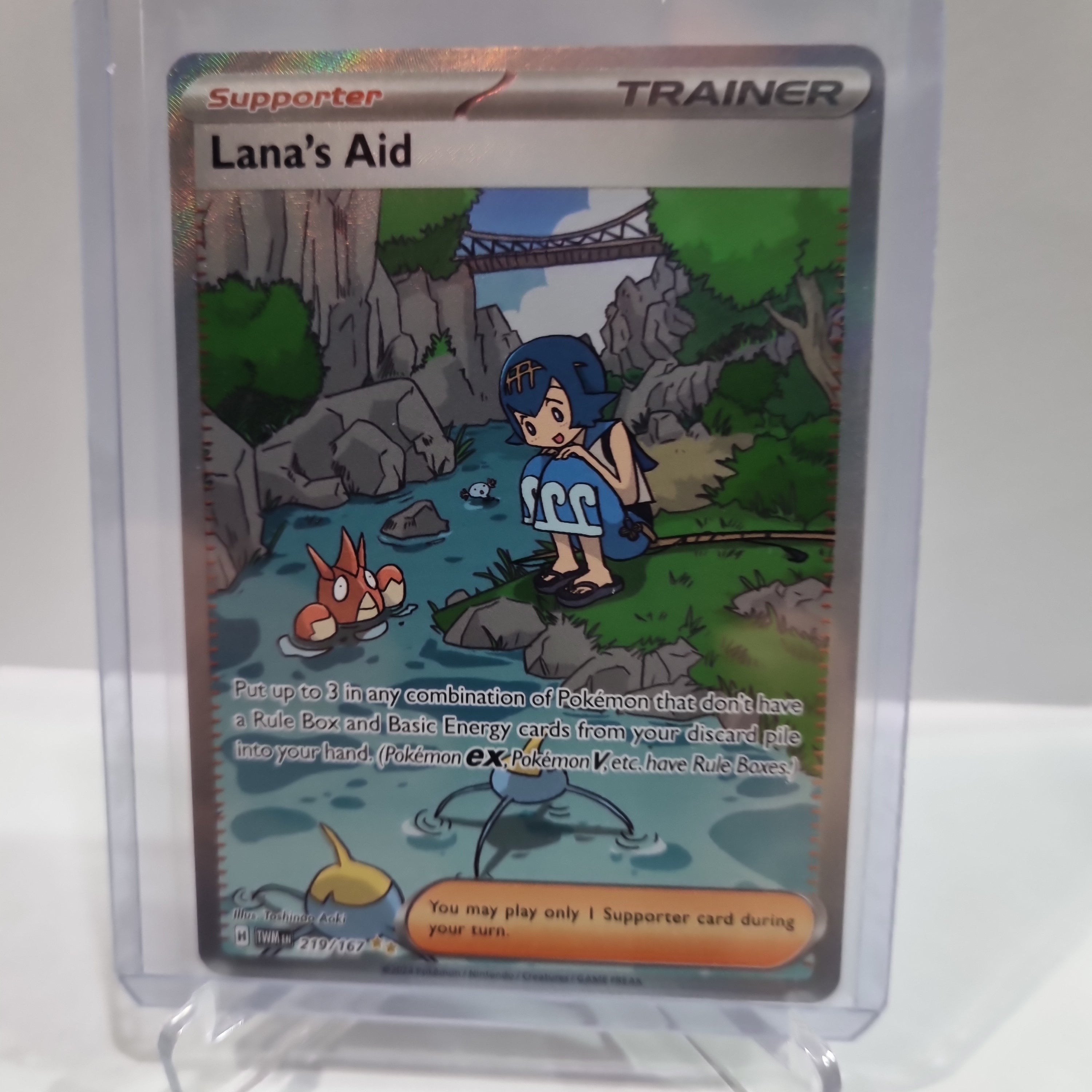 Pokemon TCG Scarlet & Violet expansion Twilight Masquerades. Lana's Aid Special Illustration Rare.