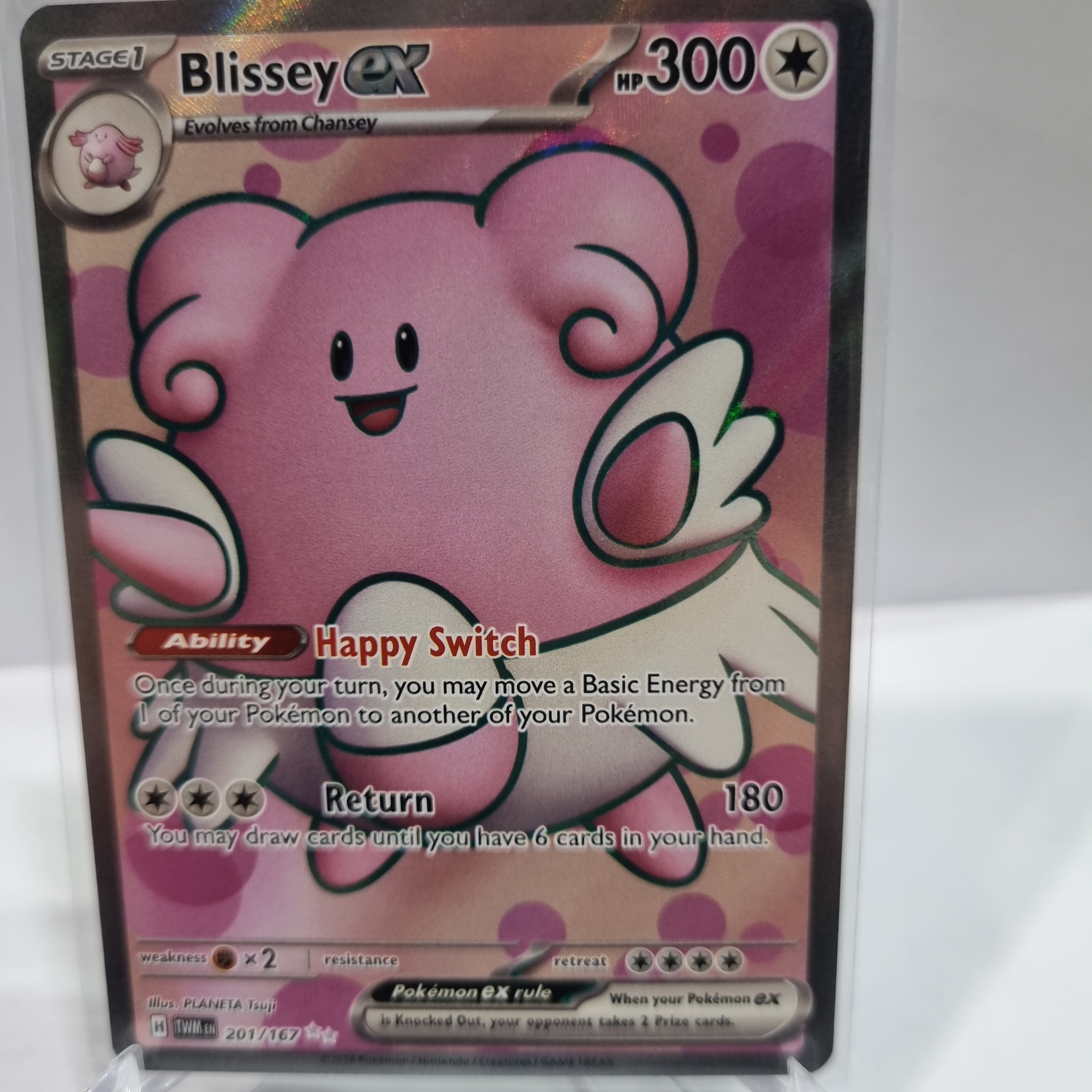 Pokemon TCG Scarlet & Violet expansion Twilight Masquerades. Blissey EX Ultra Rare.