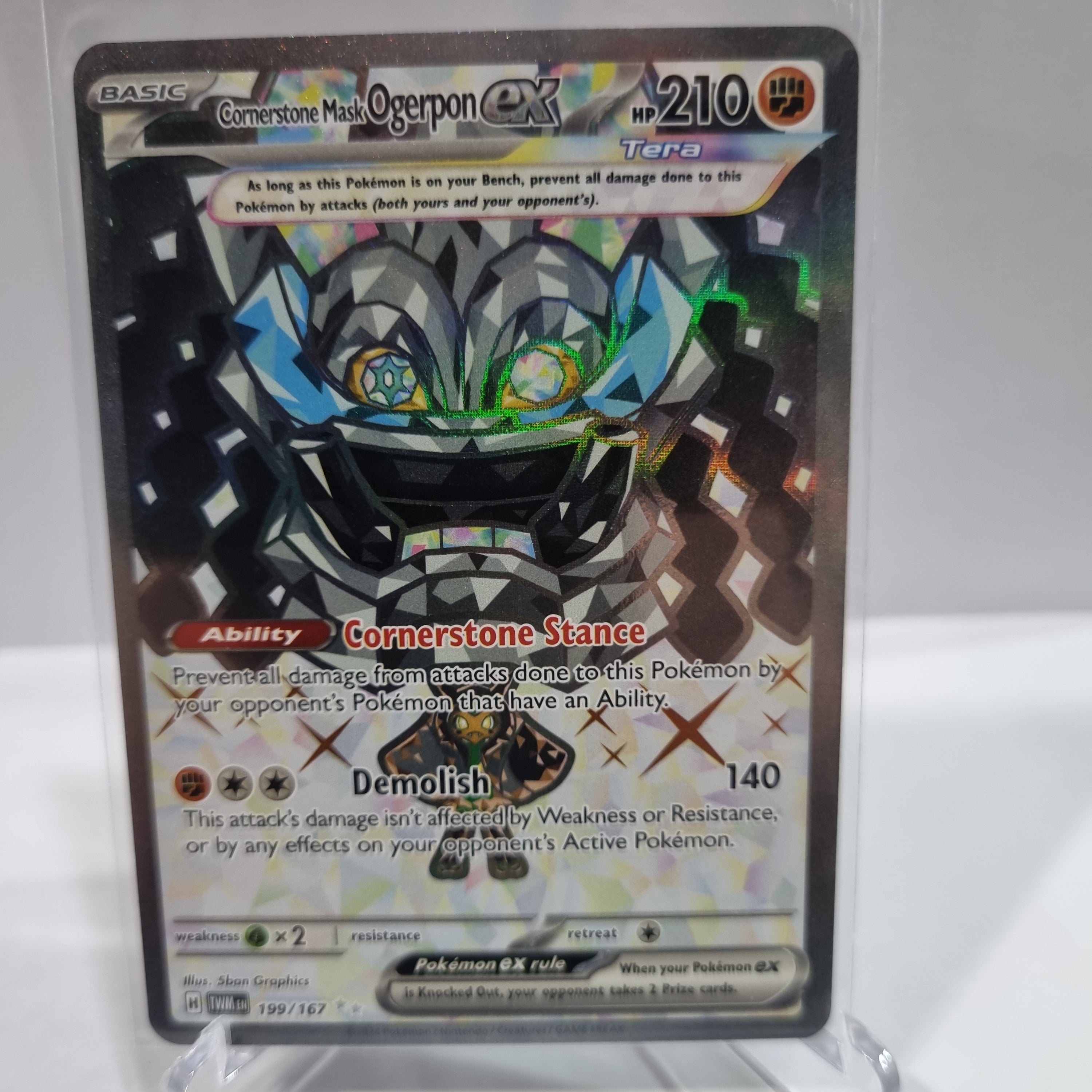 Pokemon TCG Scarlet & Violet expansion Twilight Masquerades. Cornerstone Mask Ogerpon EX Ultra Rare.