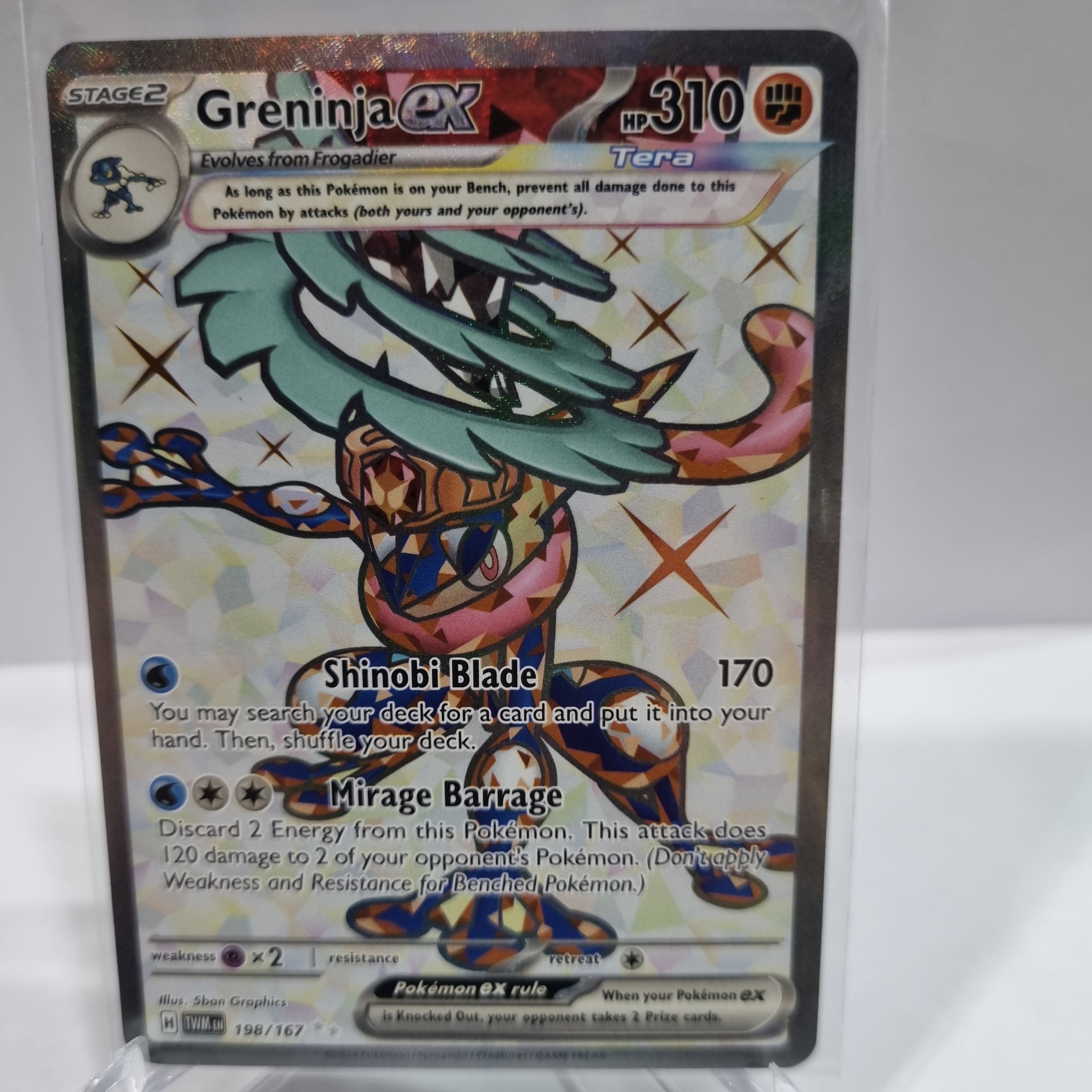 Pokemon TCG Scarlet & Violet expansion Twilight Masquerades. Greninja EX Ultra Rare.