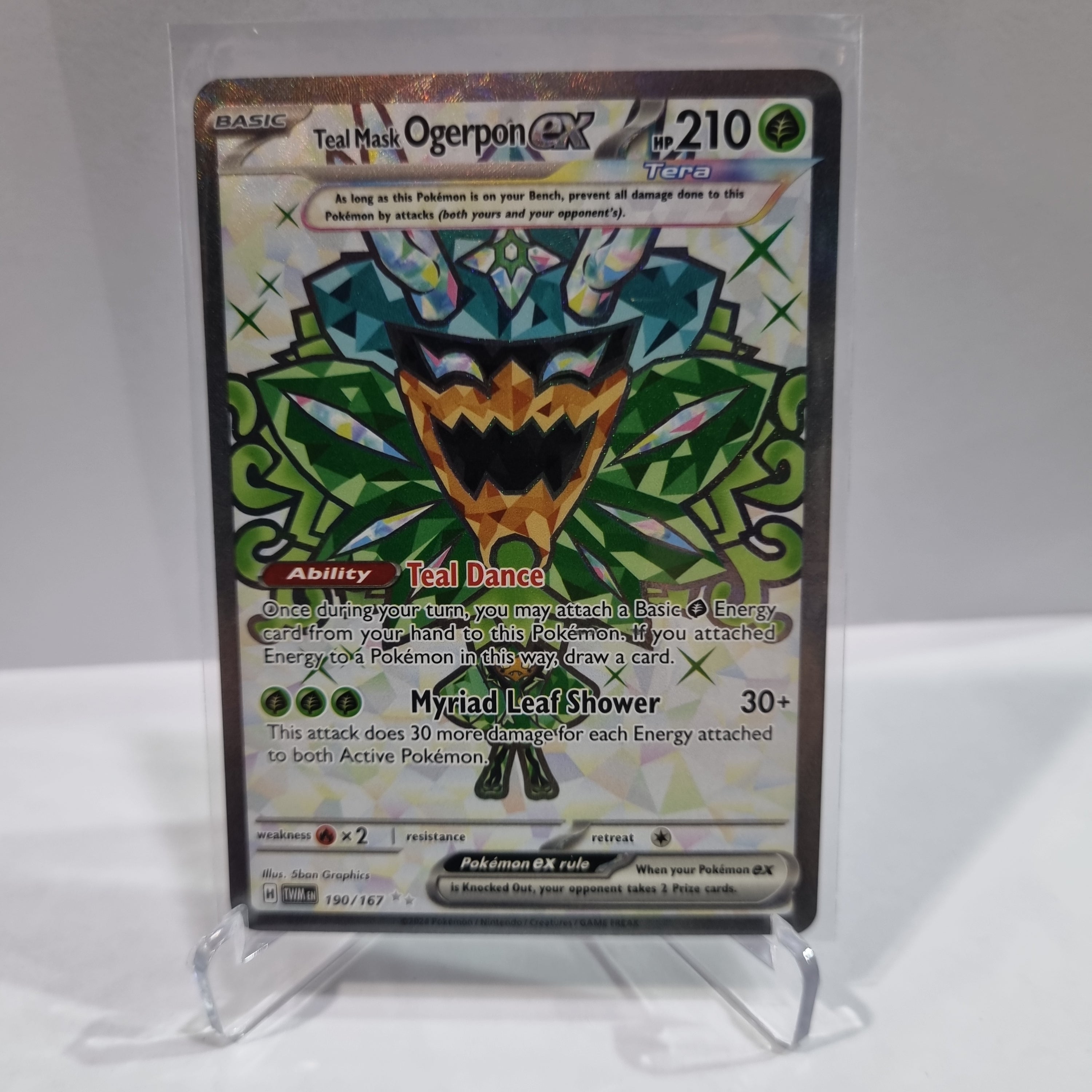 Pokemon TCG Scarlet & Violet expansion Twilight Masquerades. Teal Mask Ogerpon EX Ultra Rare.
