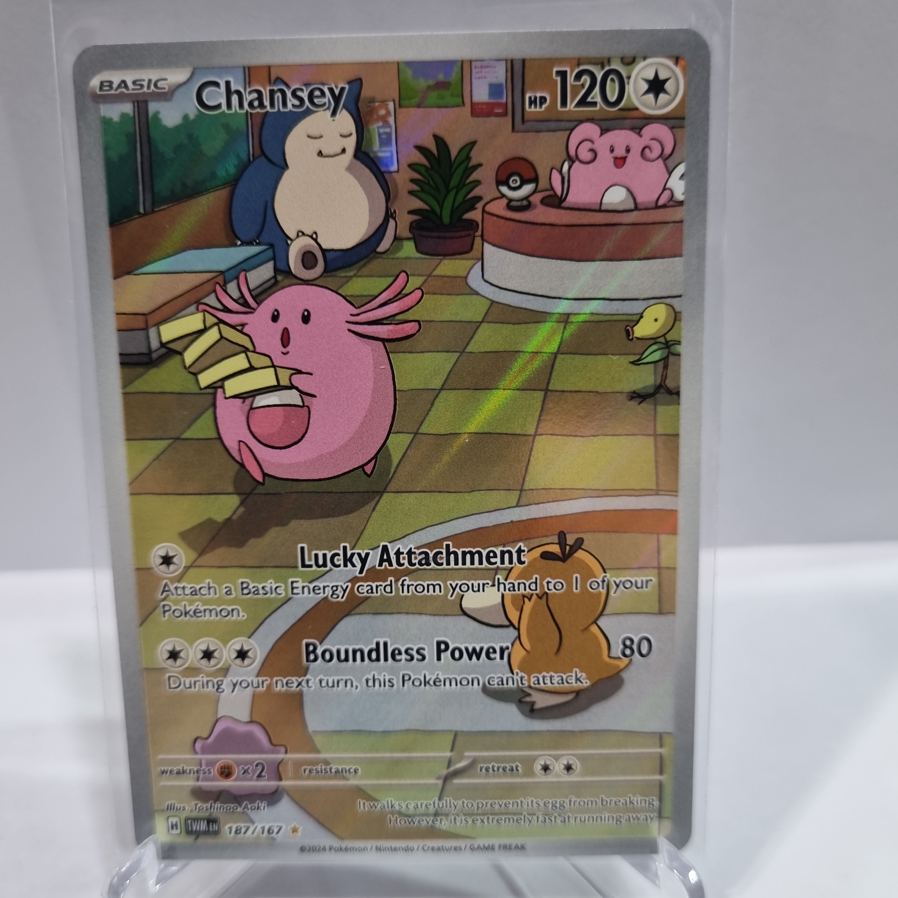 Pokemon TCG Scarlet & Violet expansion Twilight Masquerades. Chansey Illustration Rare.