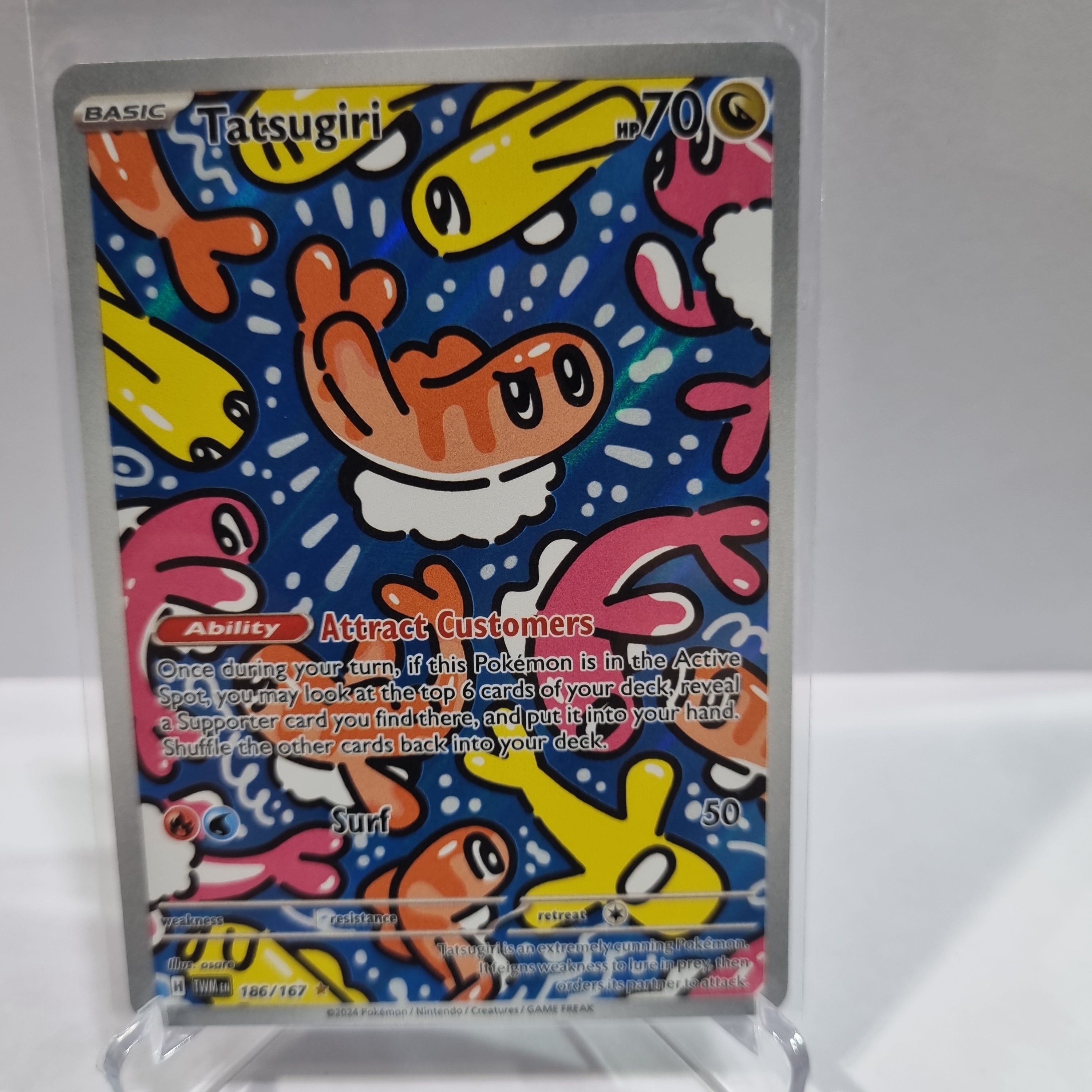 Pokemon TCG Scarlet & Violet expansion Twilight Masquerades. Tatsugiri Illustration Rare.