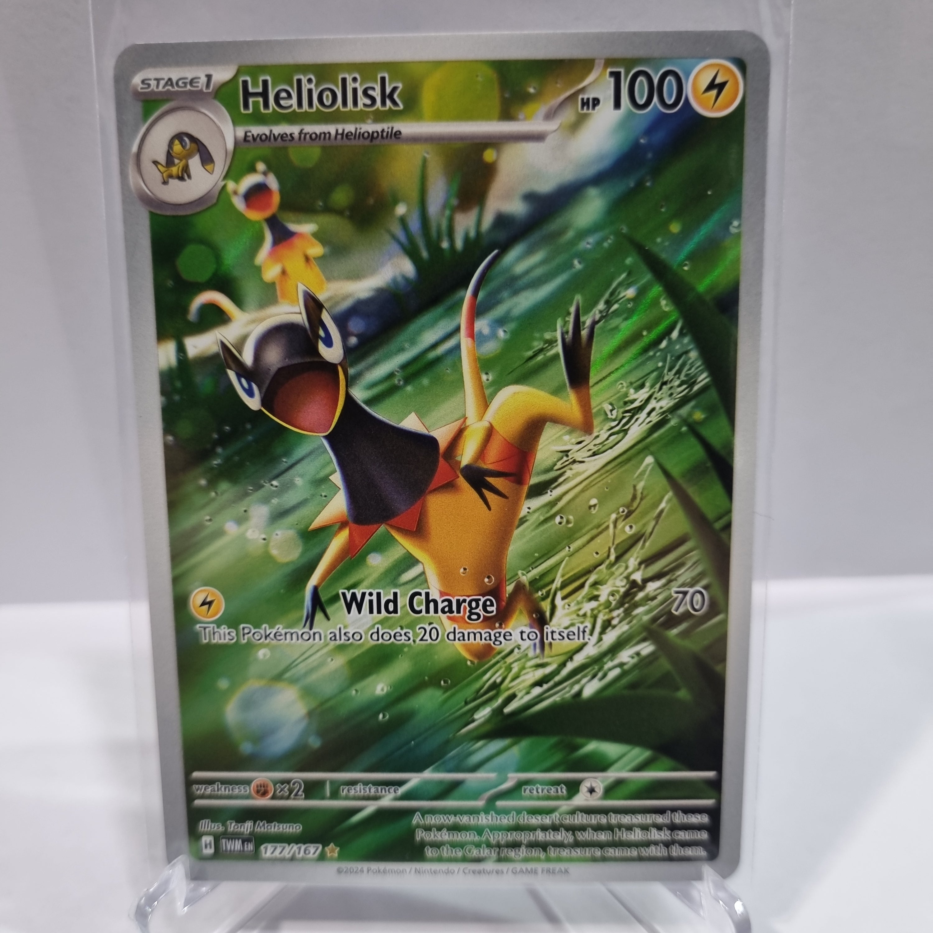 Pokemon TCG Scarlet & Violet expansion Twilight Masquerades. Heliolisk Illustration Rare.