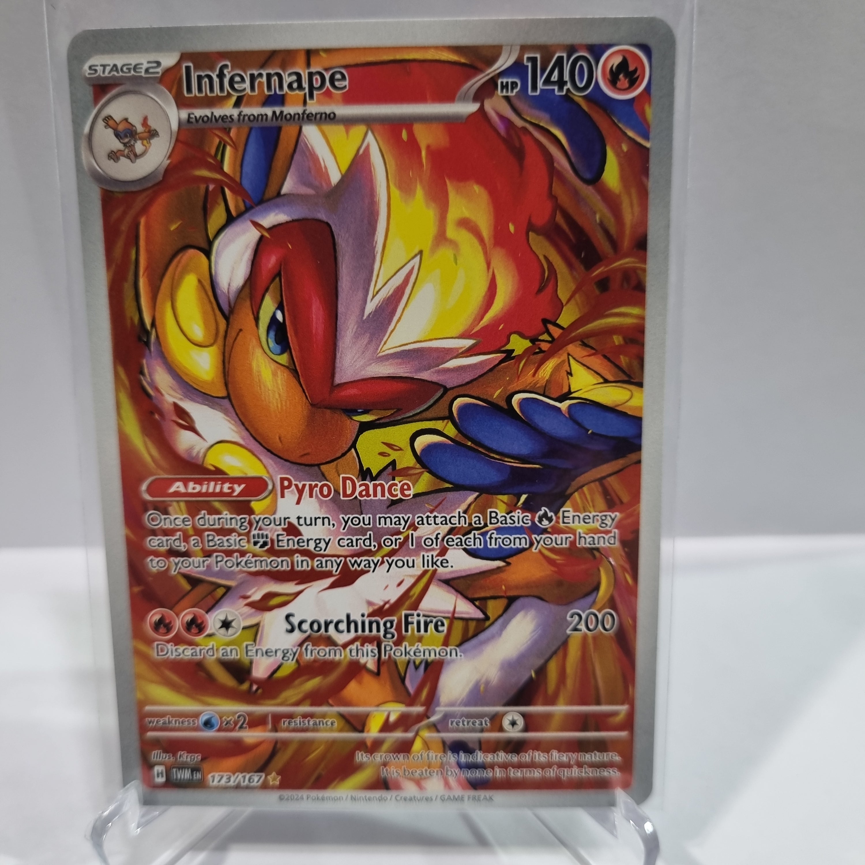 Pokemon TCG Scarlet & Violet expansion Twilight Masquerades. Infernape Illustration Rare.