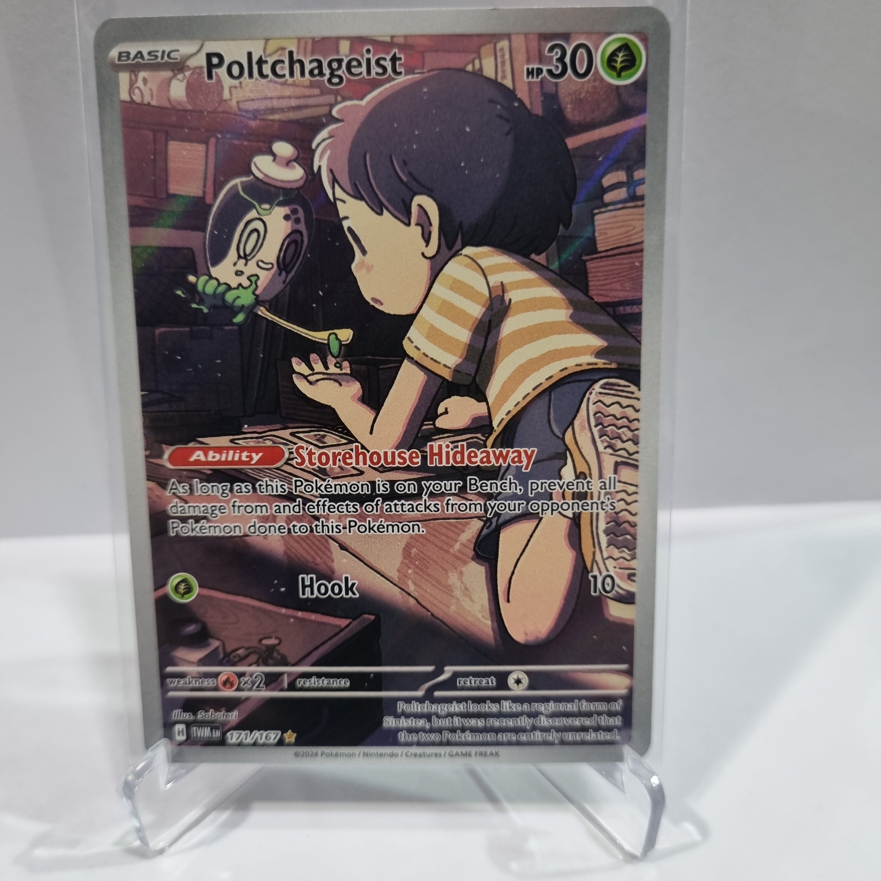 Pokemon TCG Scarlet & Violet expansion Twilight Masquerades. Poltchageist Illustration Rare.