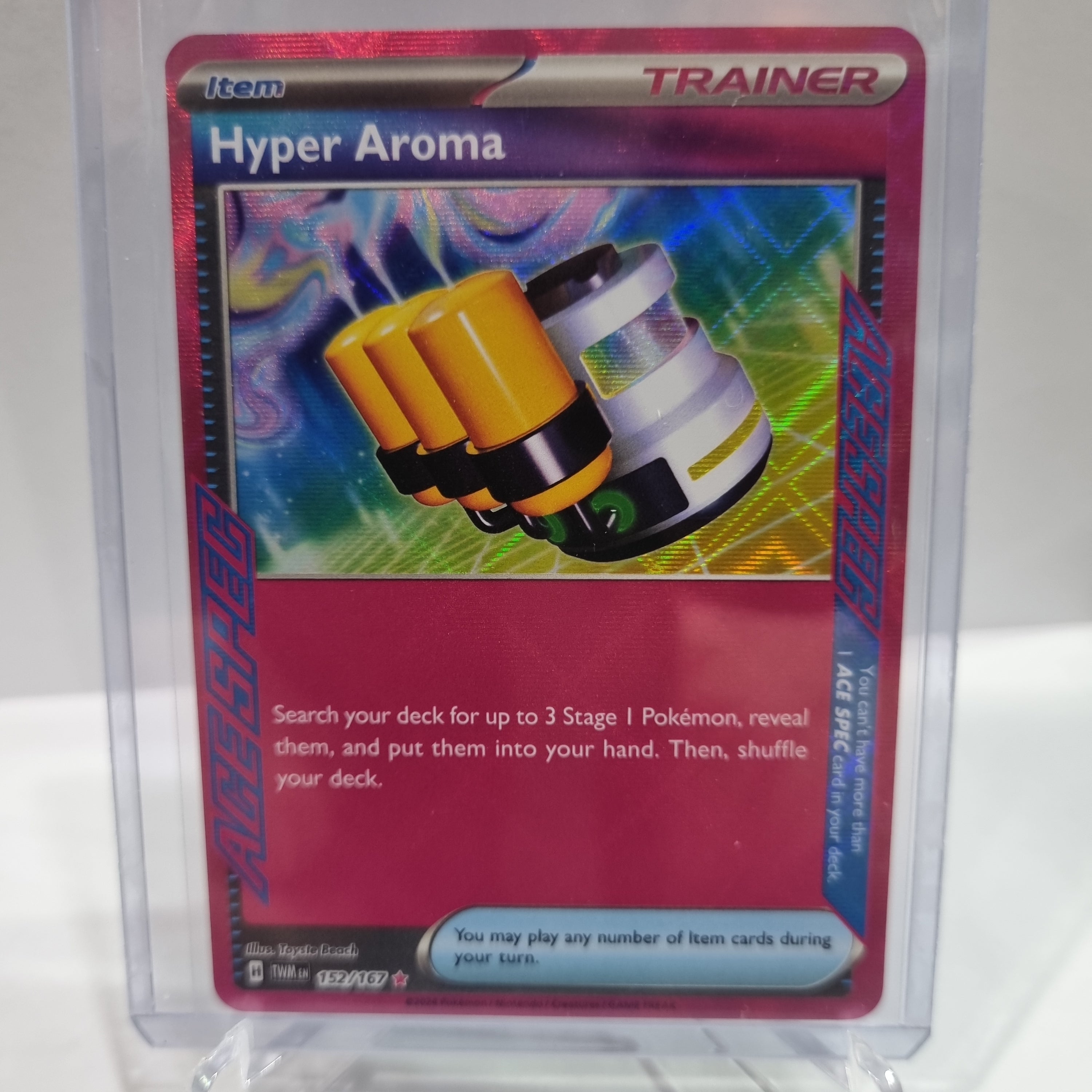Pokemon TCG Scarlet & Violet expansion Twilight Masquerades. Hyper Aroma ACE SPEC card.