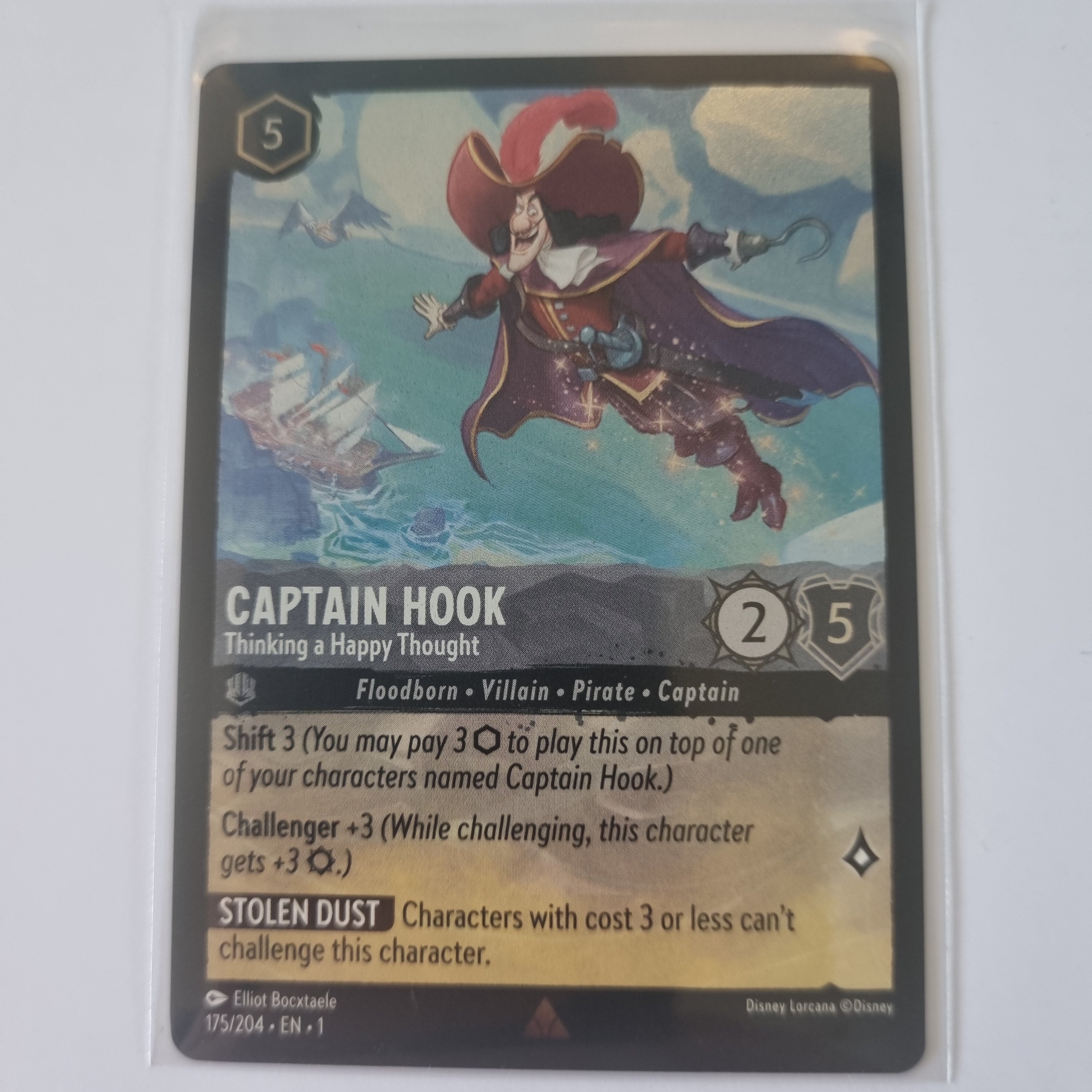 Lorcana - First Chapter Coldfoil Captain Hook Thinking A Happy Thought 175/204 Rare