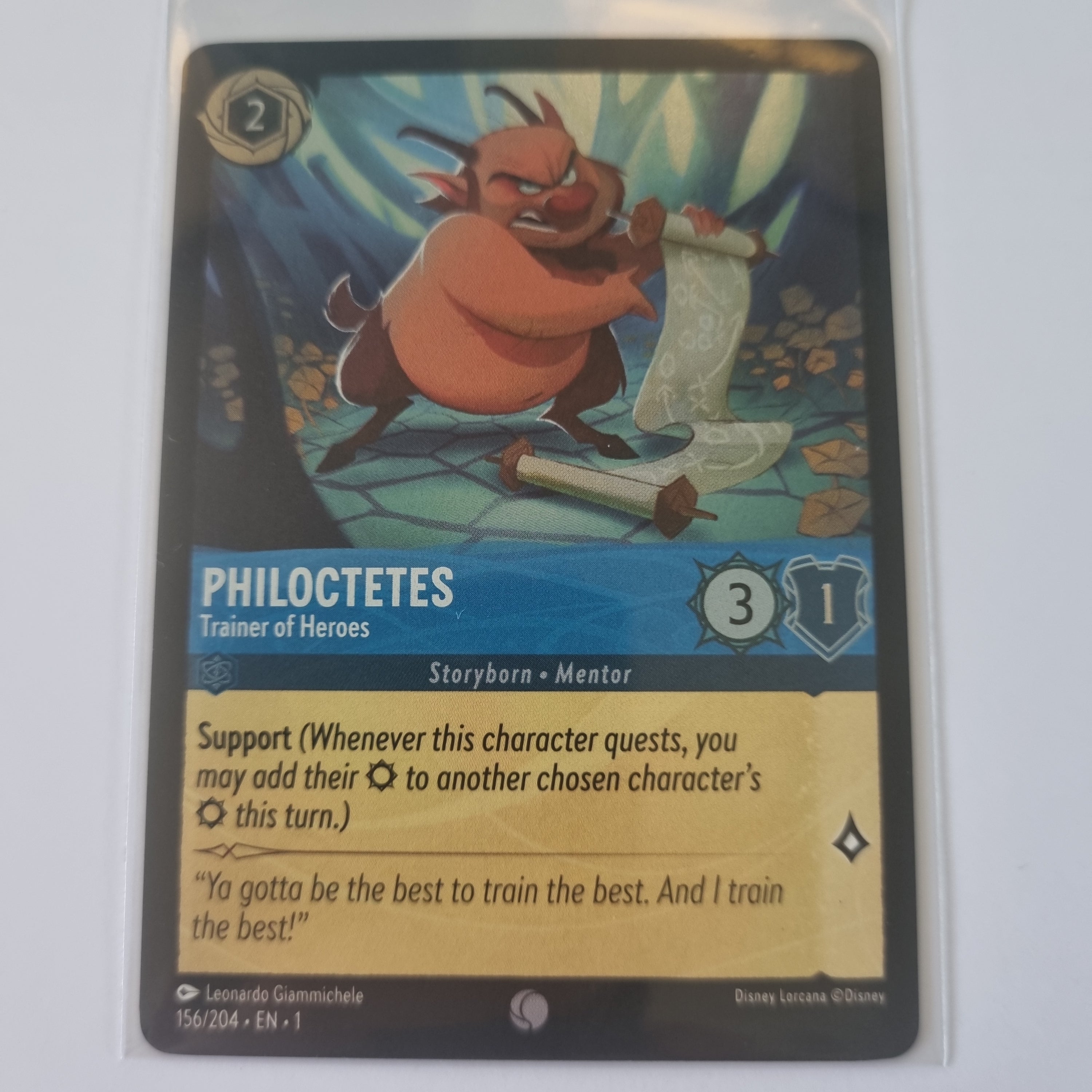 Lorcana - First Chapter - Coldfoil - Philoctetes - Trainer Of Heroes #156/204 Common