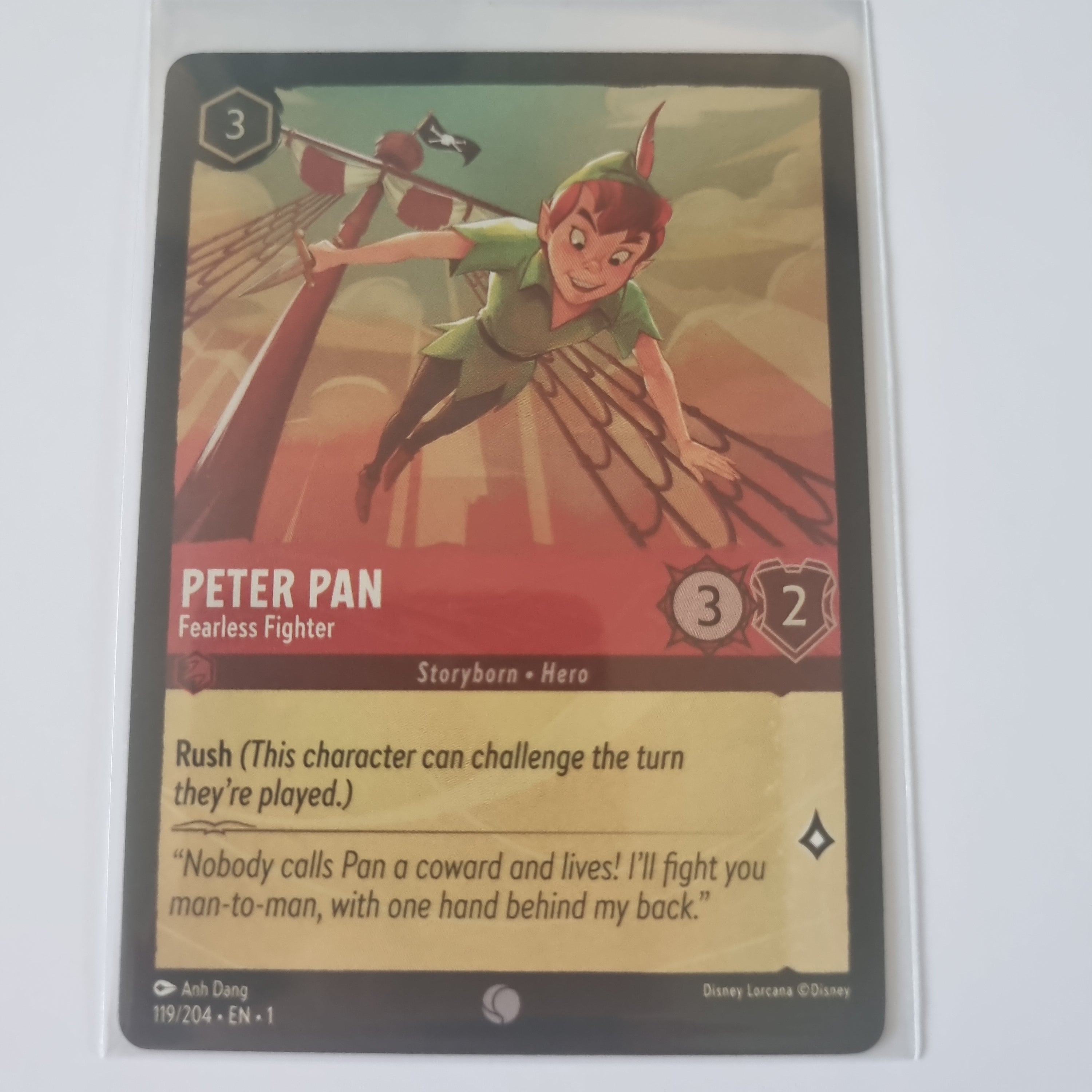 Lorcana - First Chapter - Coldfoil - Peter Pan - Fearless Fighter - 119/204 - Common