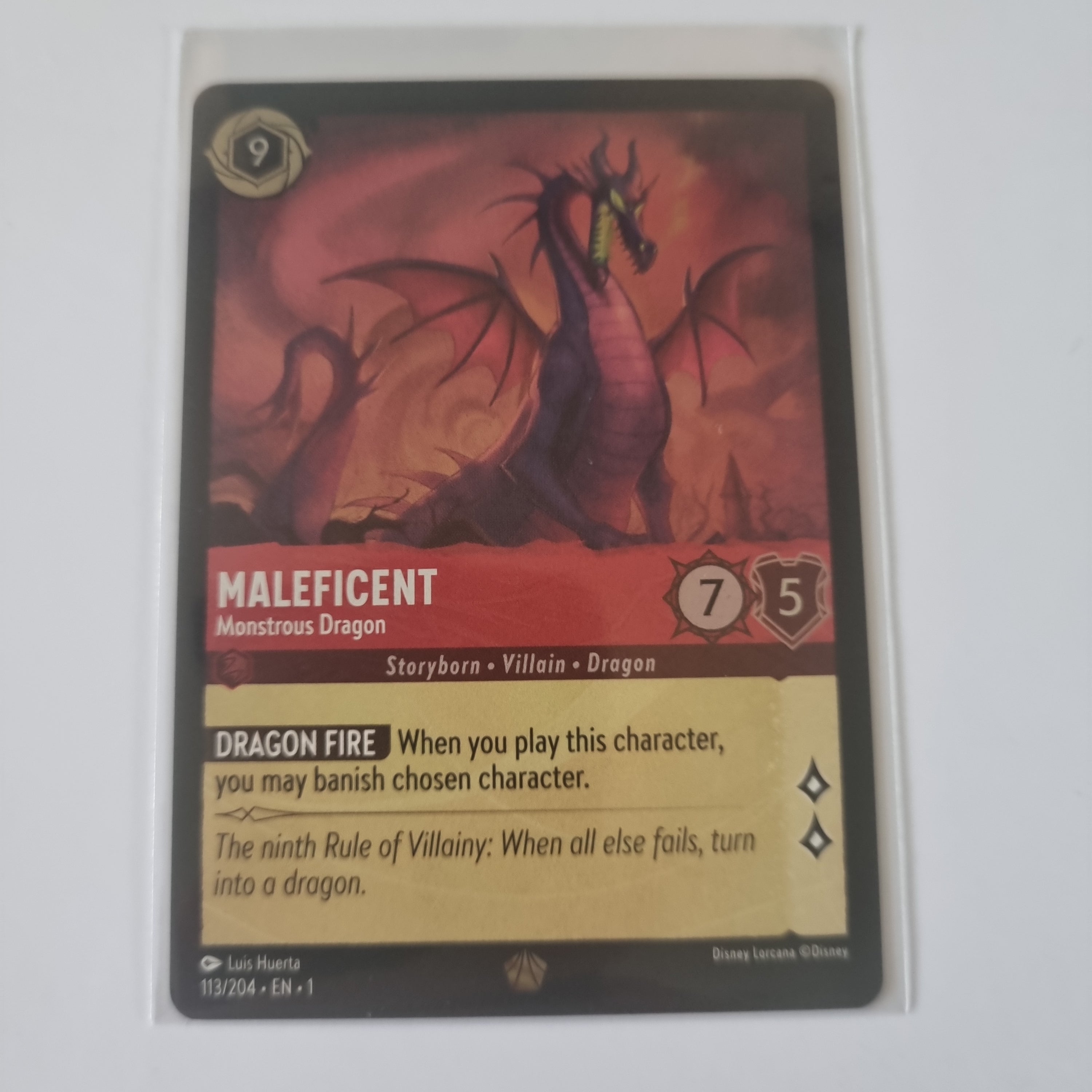 Lorcana - First Chapter - Coldfoil - Maleficent Monstrous Dragon - 113/204 Legendary